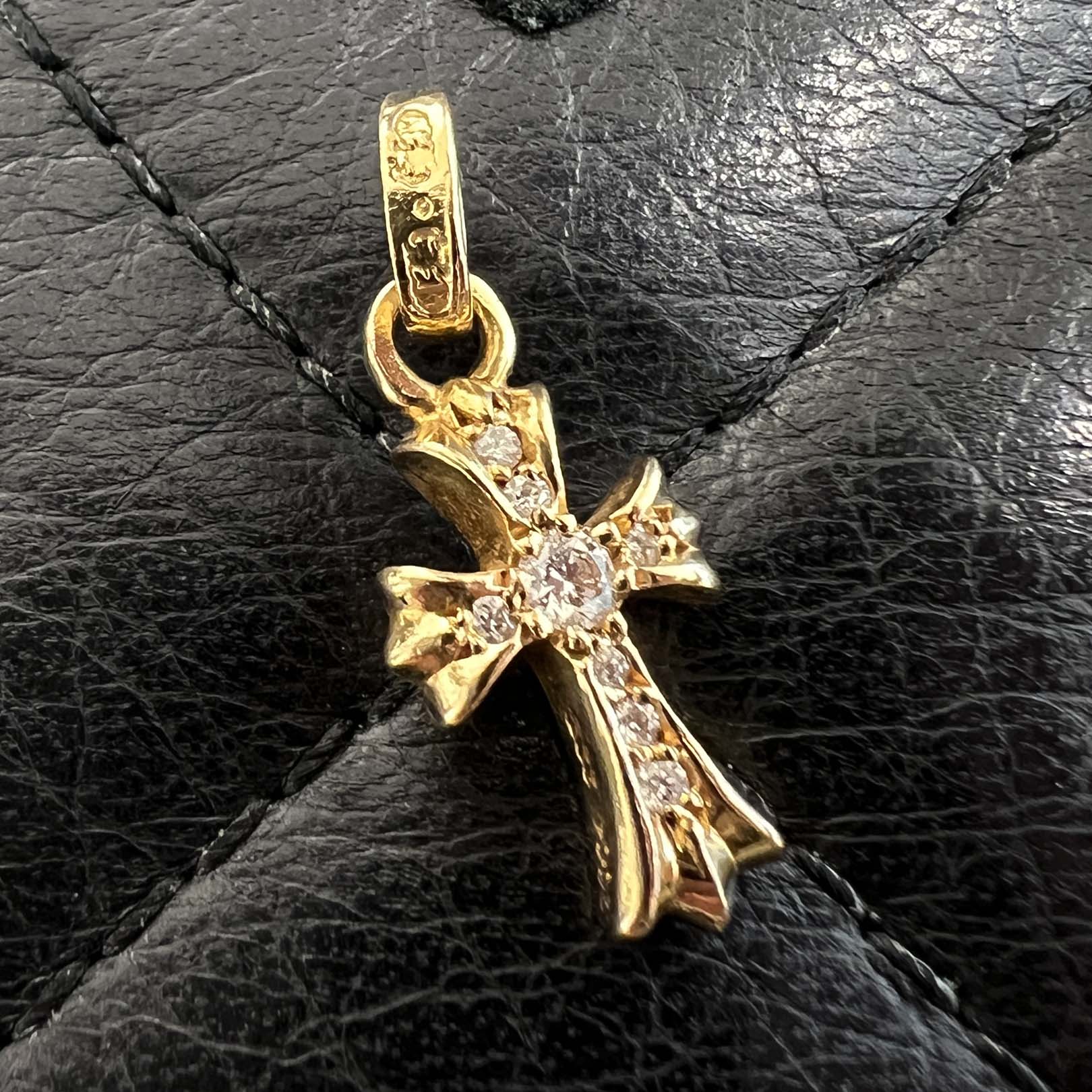 CHROME HEARTS 22K Baby Fat Cross Pave Diamond Pendant Top クロムハーツ 22K ベビーファット クロス パヴェダイヤモンド ペンダントトップ
