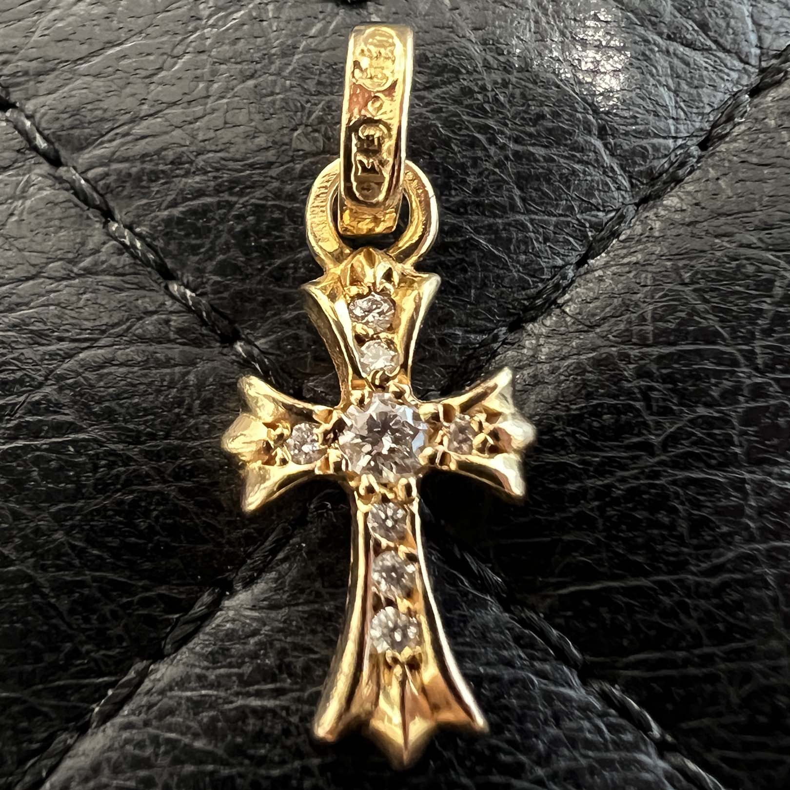 CHROME HEARTS 22K Baby Fat Cross Pave Diamond Pendant Top クロムハーツ 22K ベビーファット クロス パヴェダイヤモンド ペンダントトップ