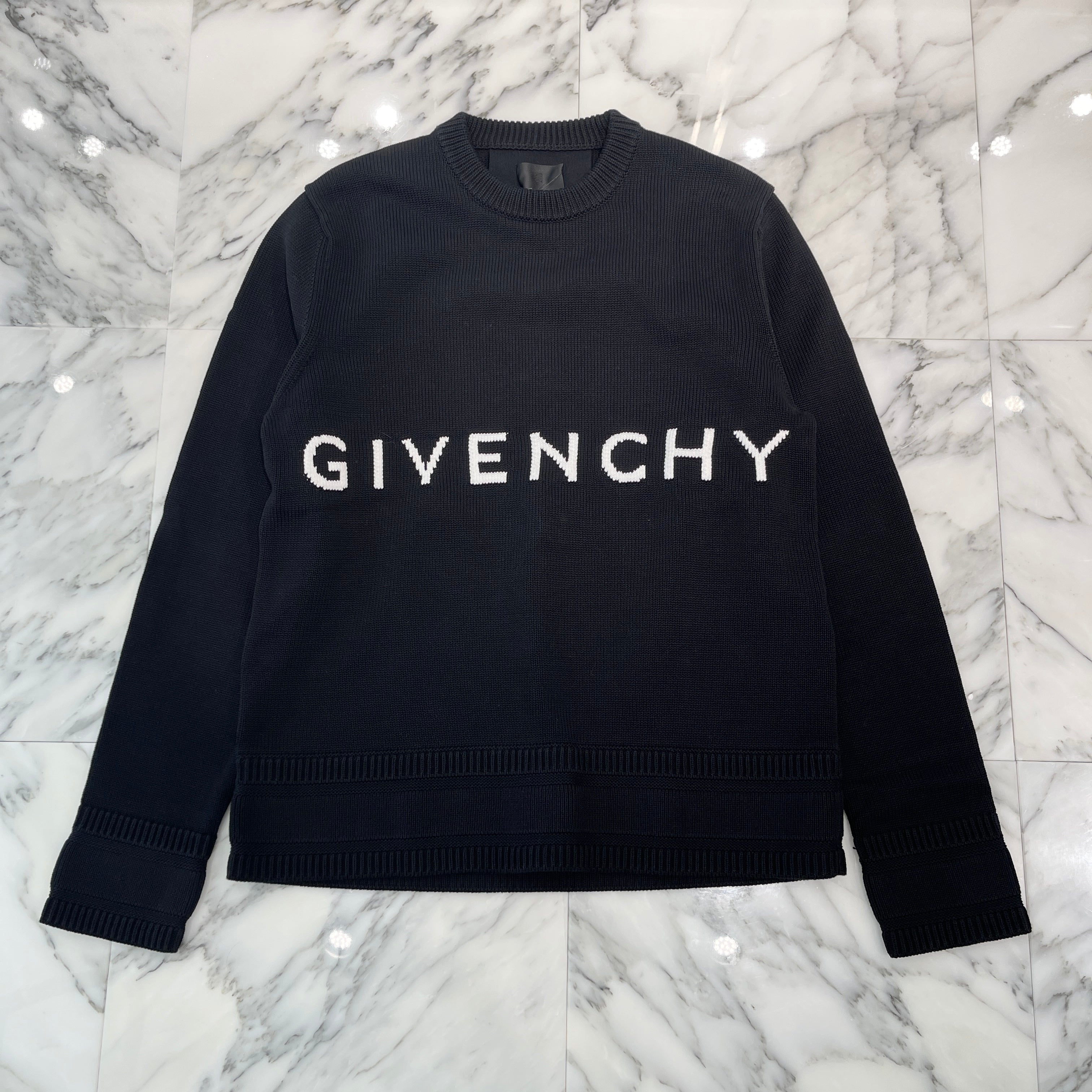 GIVENCHY 2022SS Logo Embroidered Cotton Knit Sweater BM90G9401M Size XXL ジバンシー ロゴ刺繍 コットンニット セーター サイズXXL