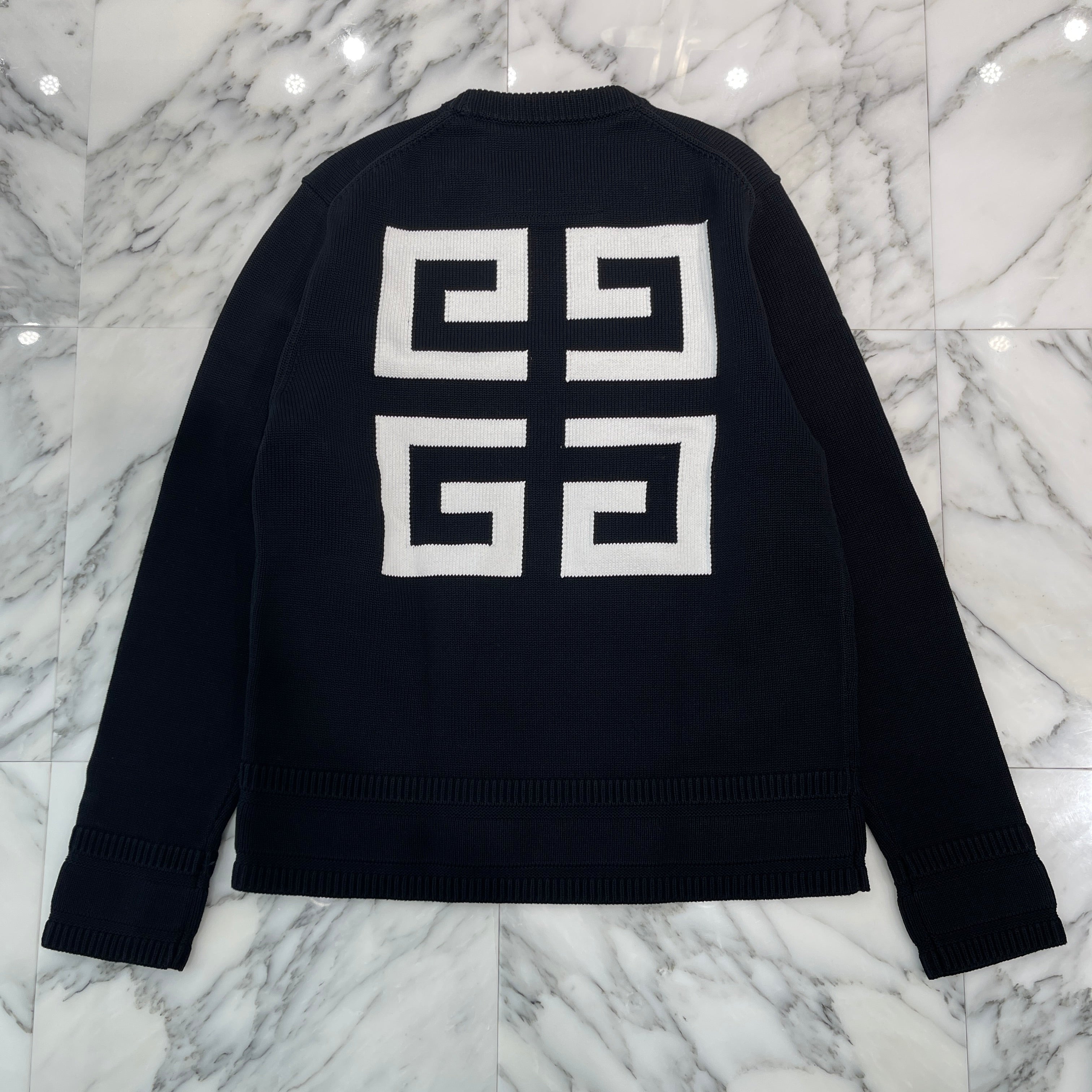 GIVENCHY 2022SS Logo Embroidered Cotton Knit Sweater BM90G9401M Size XXL ジバンシー ロゴ刺繍 コットンニット セーター サイズXXL