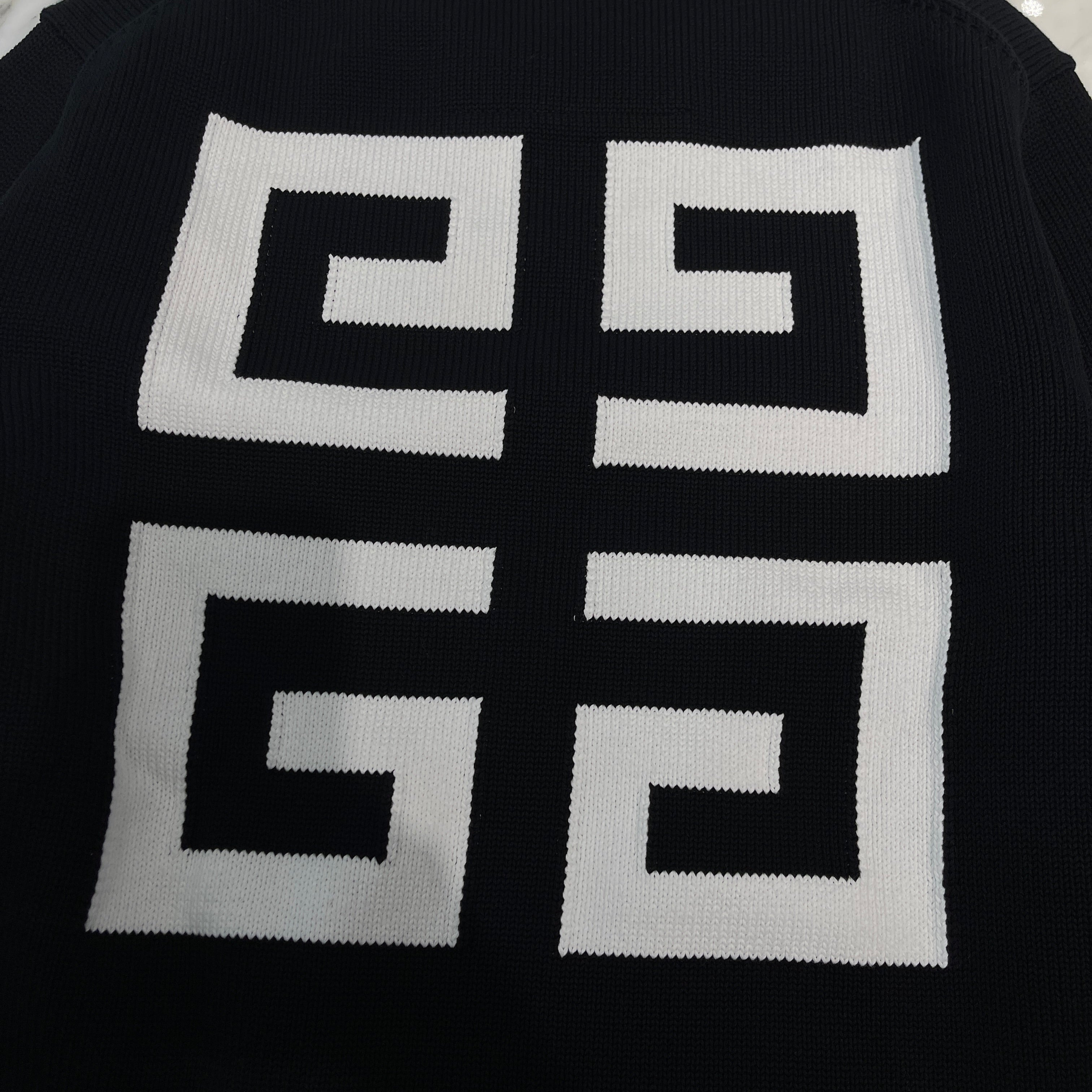 GIVENCHY 2022SS Logo Embroidered Cotton Knit Sweater BM90G9401M Size XXL ジバンシー ロゴ刺繍 コットンニット セーター サイズXXL