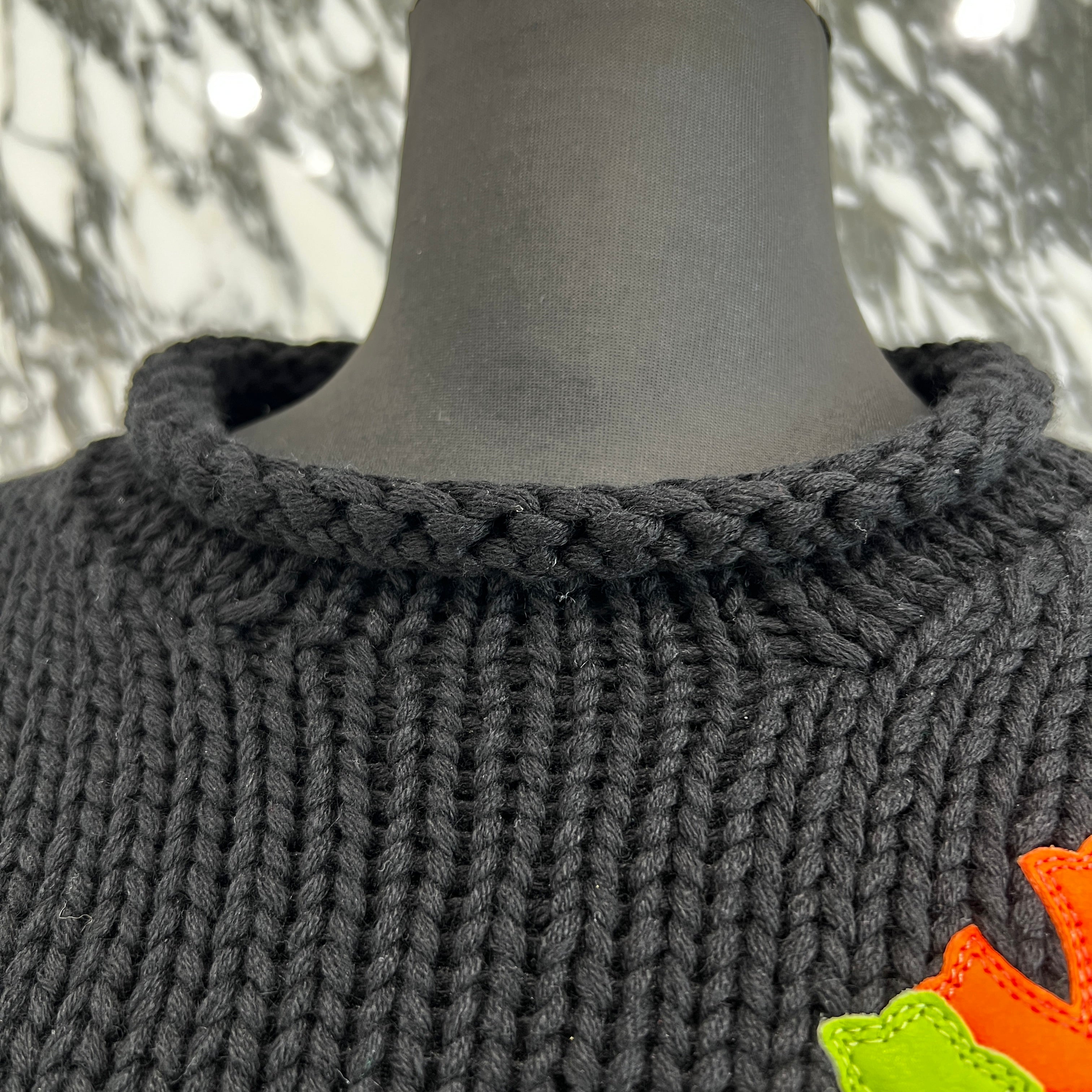 CHROME HEARTS 3 Cross Leather Patch Cashmere Cropped Knit Sweater Size 8Y クロムハーツ 3 クロスレザーパッチ カシミヤ クロップド ニットセーター サイズ8Y