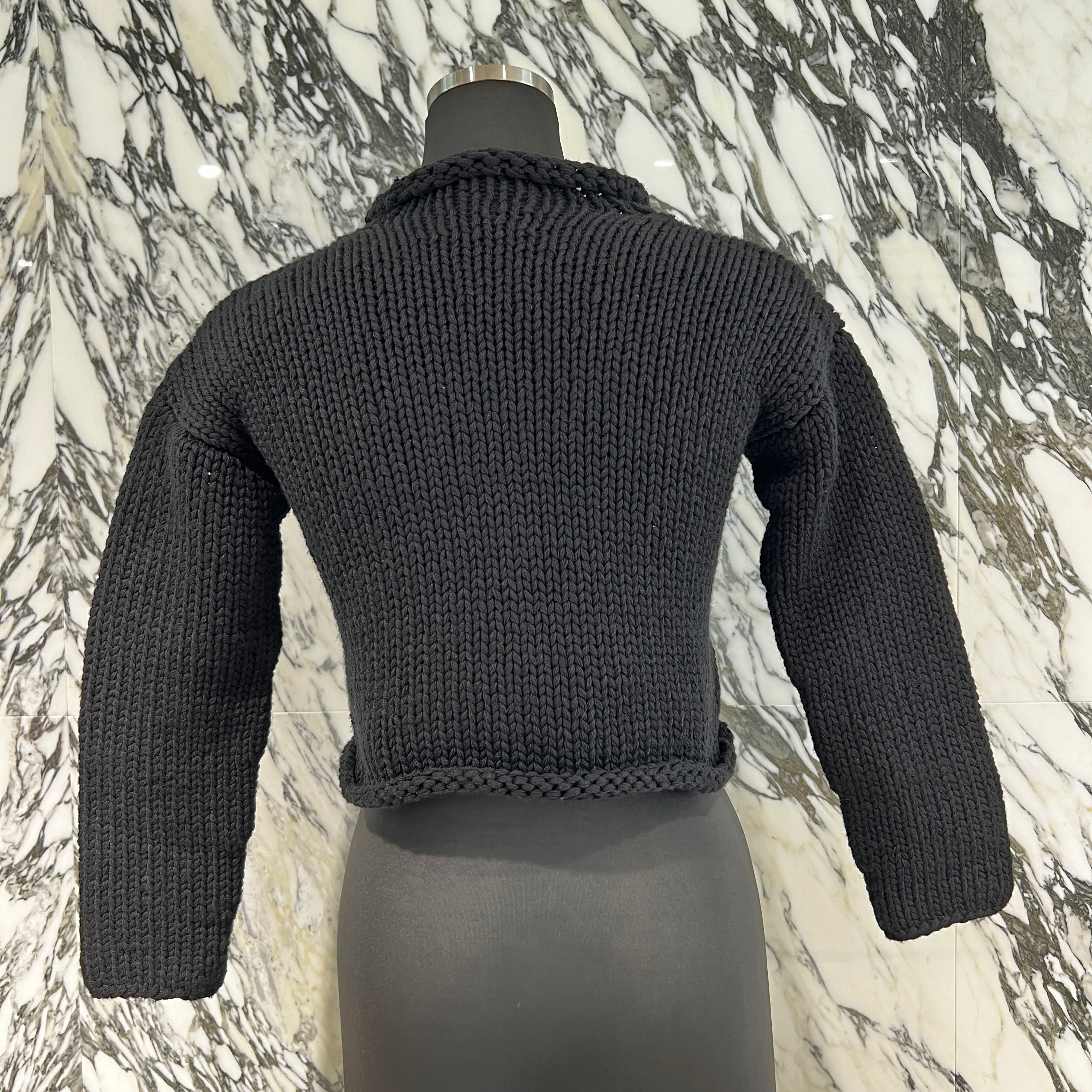 CHROME HEARTS 3 Cross Leather Patch Cashmere Cropped Knit Sweater Size 8Y クロムハーツ 3 クロスレザーパッチ カシミヤ クロップド ニットセーター サイズ8Y