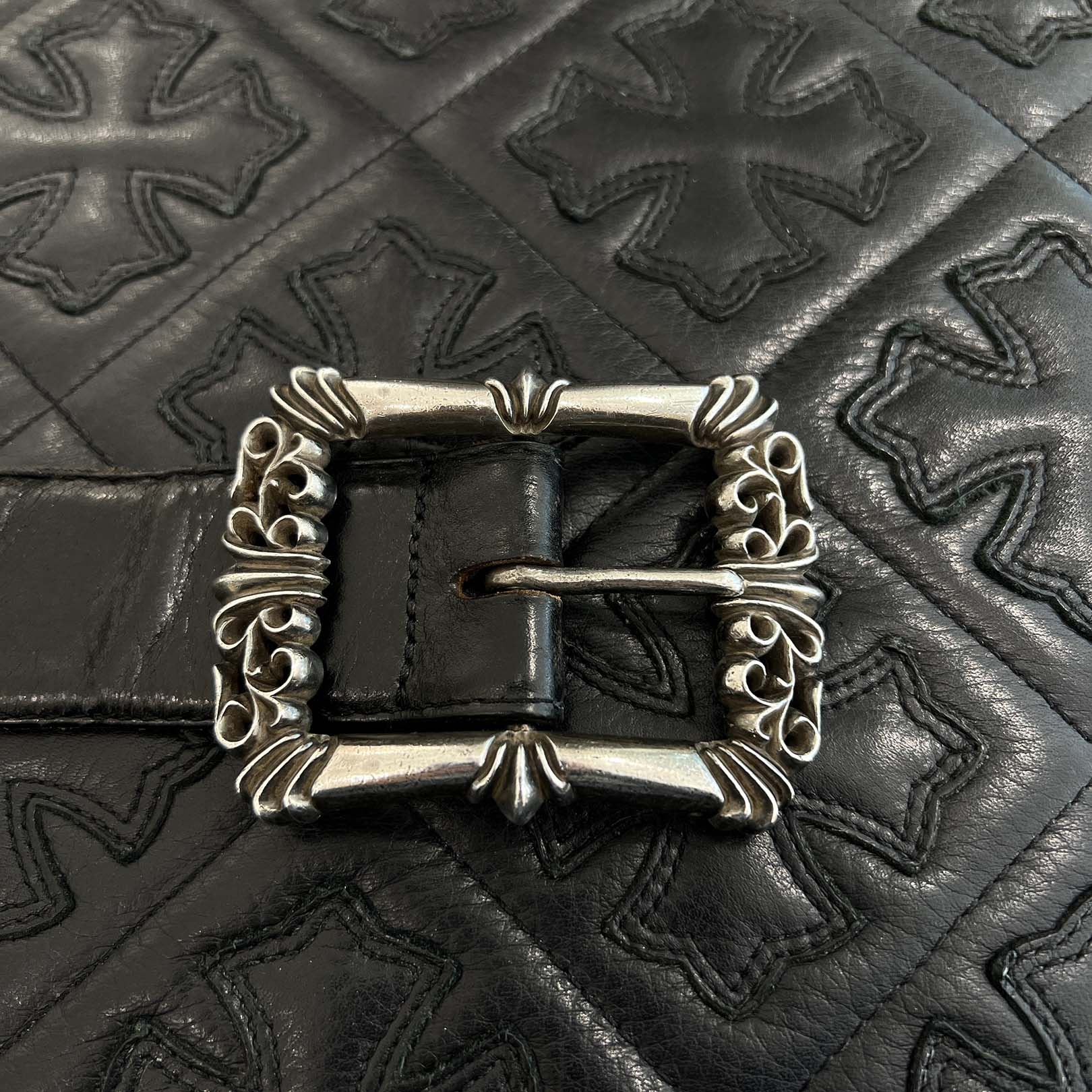 CHROME HEARTS Classic Filigree Buckle Leather Belt Size 32 クロムハーツ クラシックフィリグリー バックル レザーベルト サイズ32