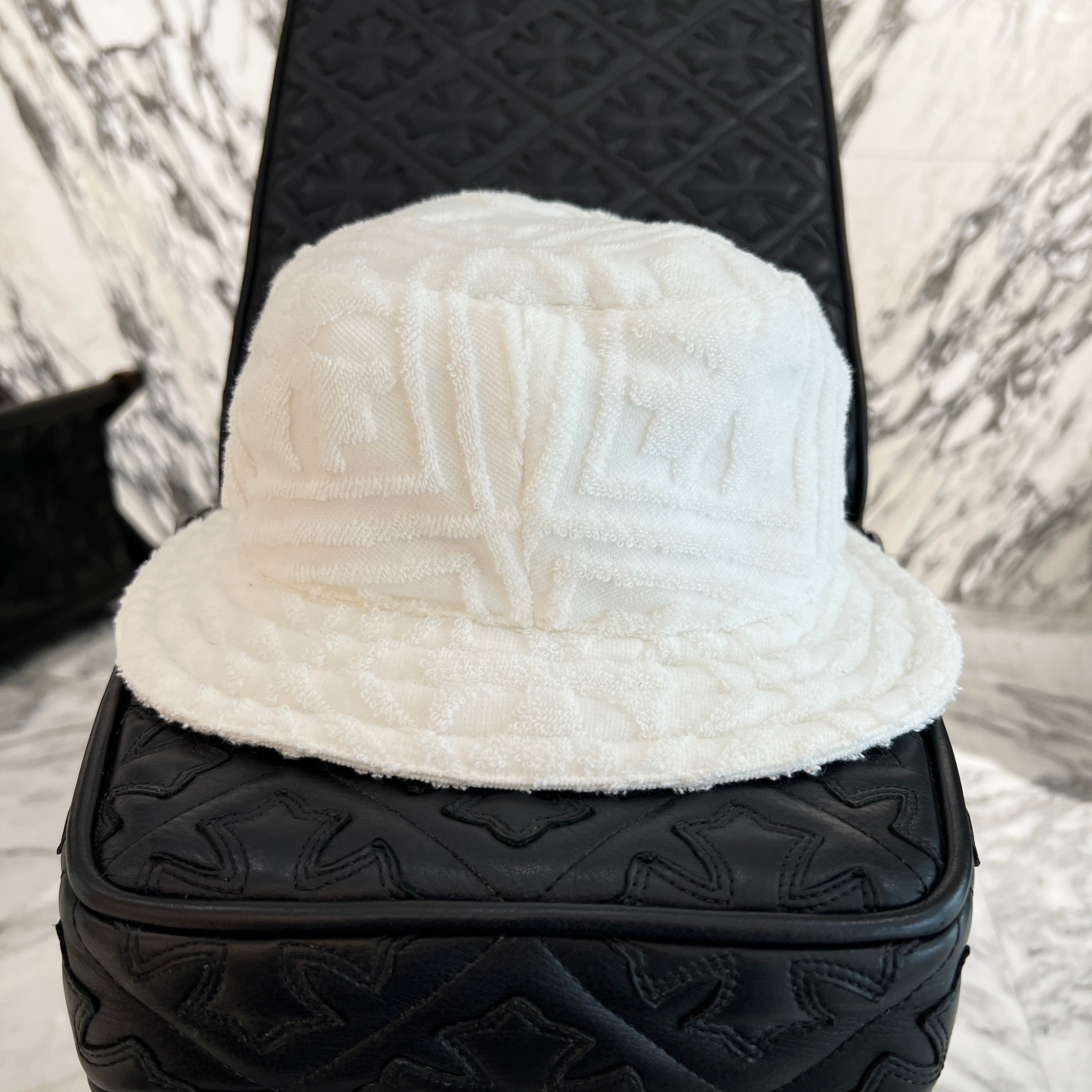 CHROME HEARTS 1 Cross Leather Patch Cotton Pile Bucket Hat Size L (60.5cm) クロムハーツ 1クロス レザーパッチ コットン パイル地 バケットハット サイズL (60.5cm)