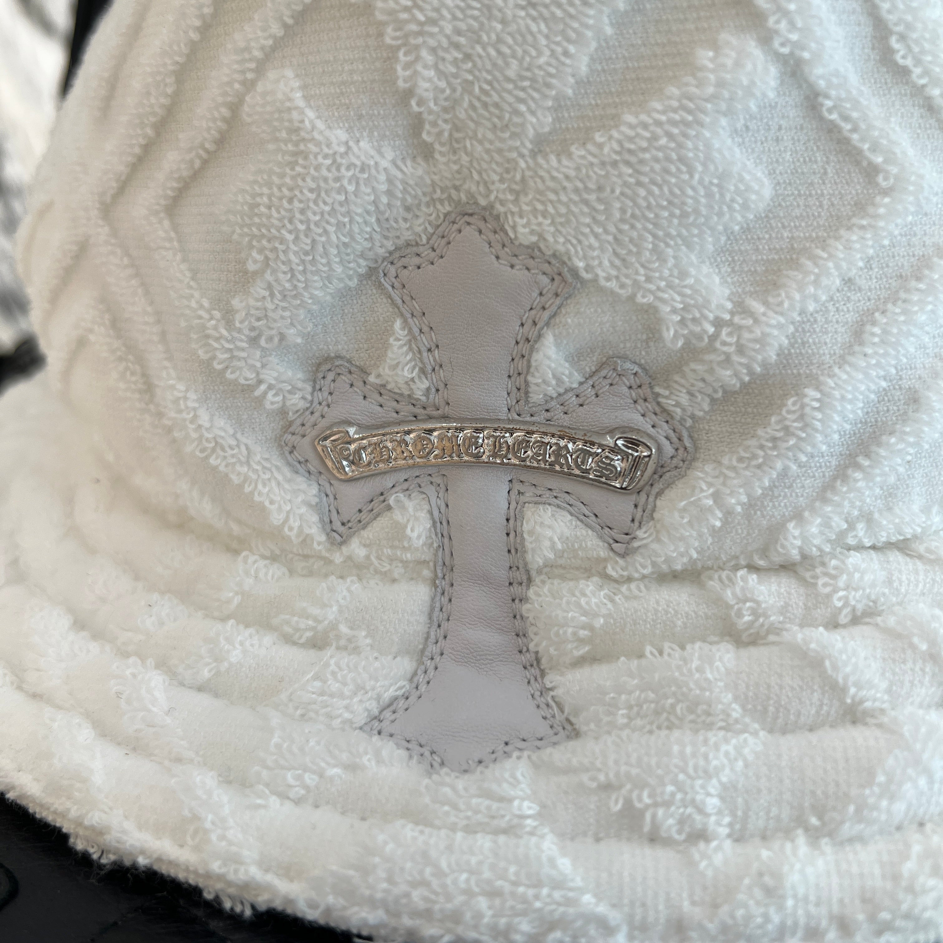 CHROME HEARTS 1 Cross Leather Patch Cotton Pile Bucket Hat Size L (60.5cm) クロムハーツ 1クロス レザーパッチ コットン パイル地 バケットハット サイズL (60.5cm)