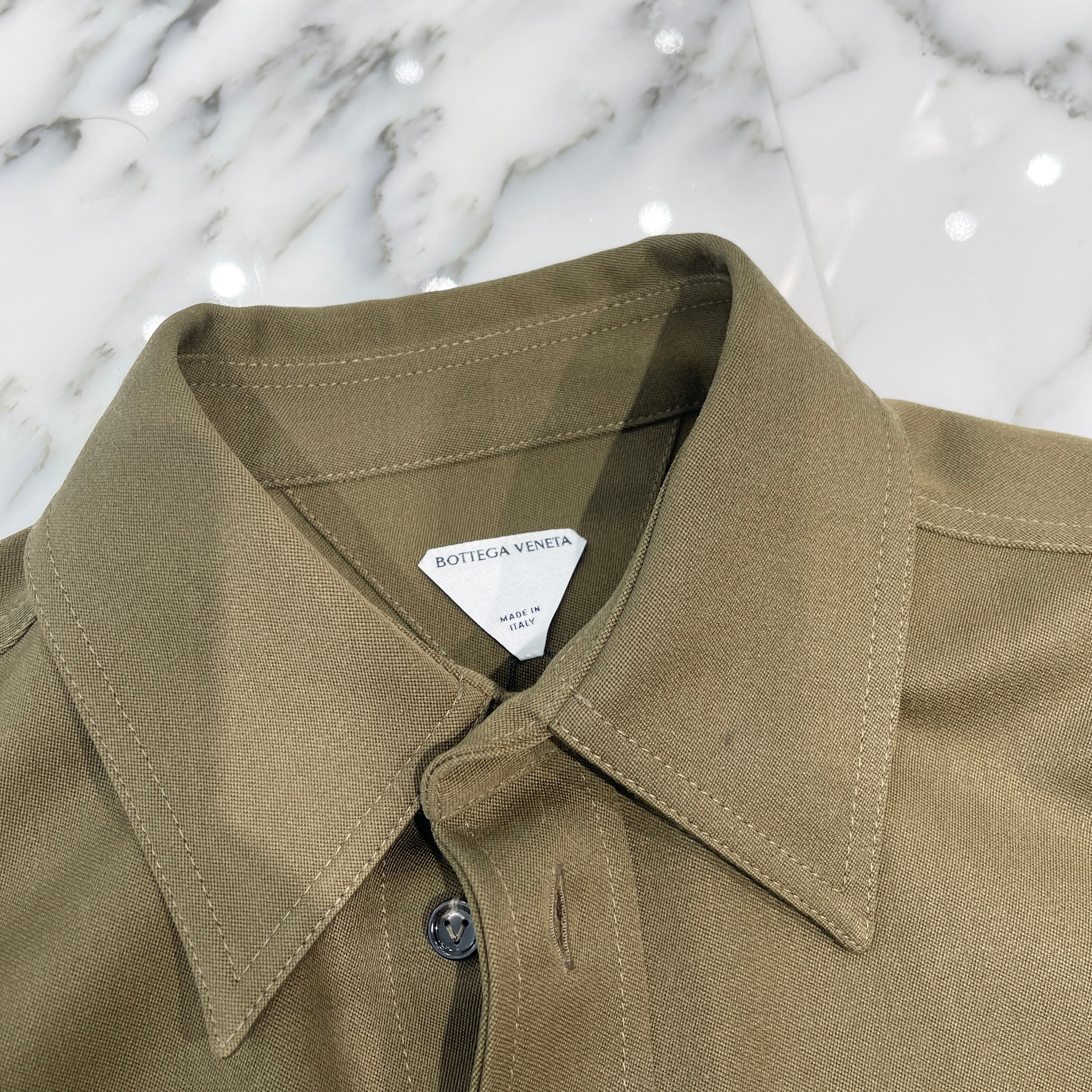 BOTTEGA VENETA 2024AW Grained Poudre Double Layer Shirt 772378VKIS0 Size 44 ボッテガヴェネタ グレインド プードル ダブル レイヤーシャツ サイズ44