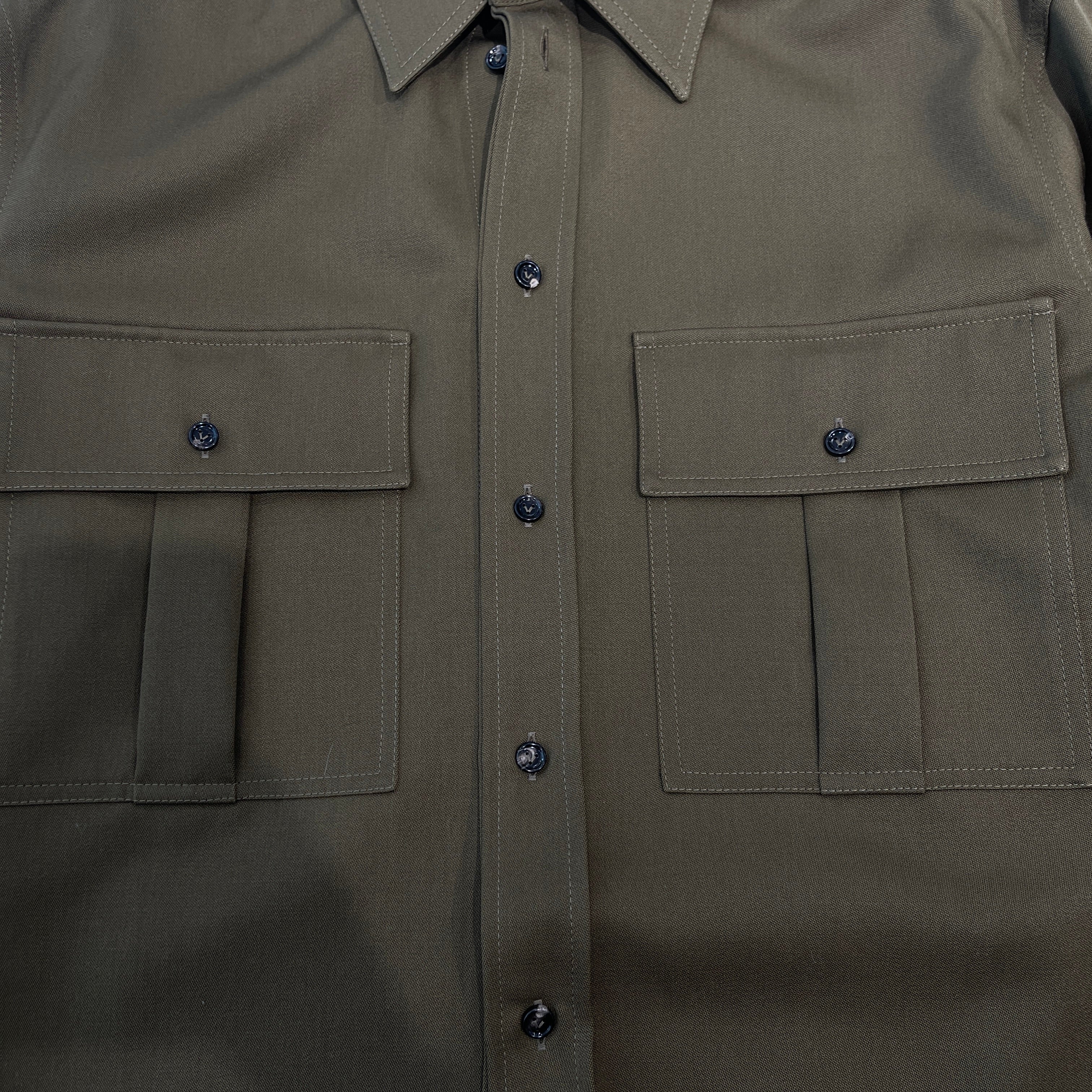 BOTTEGA VENETA 2024AW Grained Poudre Double Layer Shirt 772378VKIS0 Size 44 ボッテガヴェネタ グレインド プードル ダブル レイヤーシャツ サイズ44