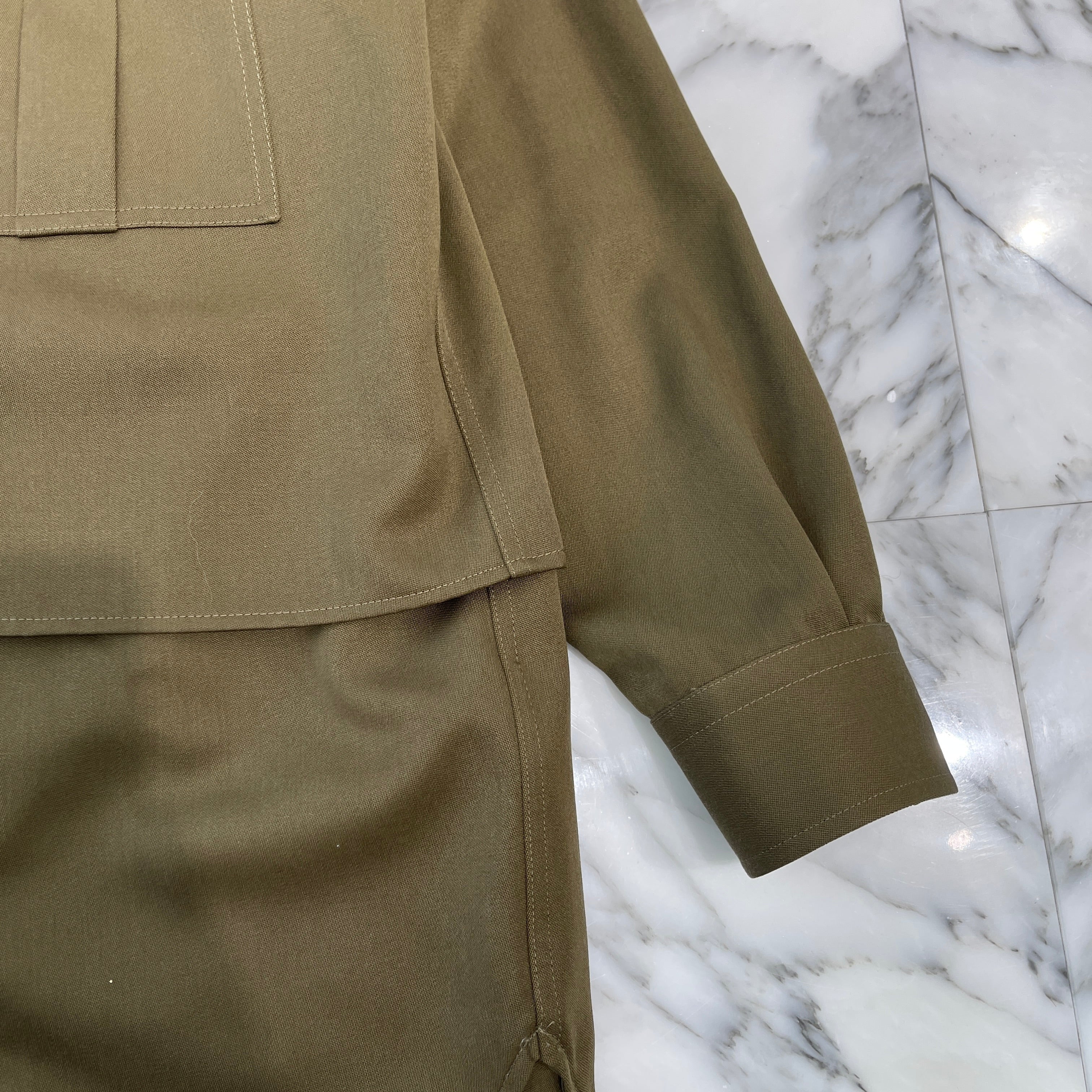 BOTTEGA VENETA 2024AW Grained Poudre Double Layer Shirt 772378VKIS0 Size 44 ボッテガヴェネタ グレインド プードル ダブル レイヤーシャツ サイズ44