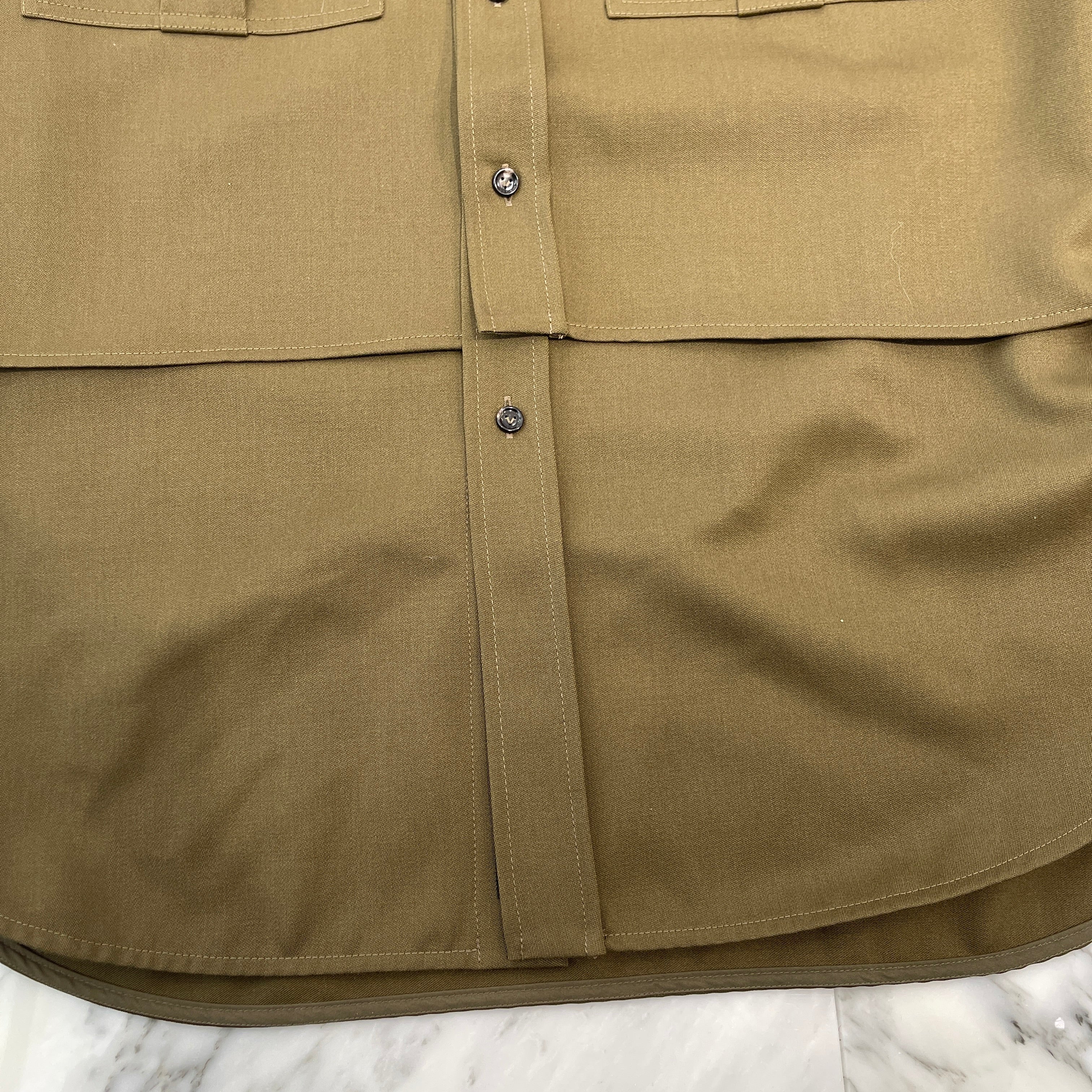 BOTTEGA VENETA 2024AW Grained Poudre Double Layer Shirt 772378VKIS0 Size 44 ボッテガヴェネタ グレインド プードル ダブル レイヤーシャツ サイズ44