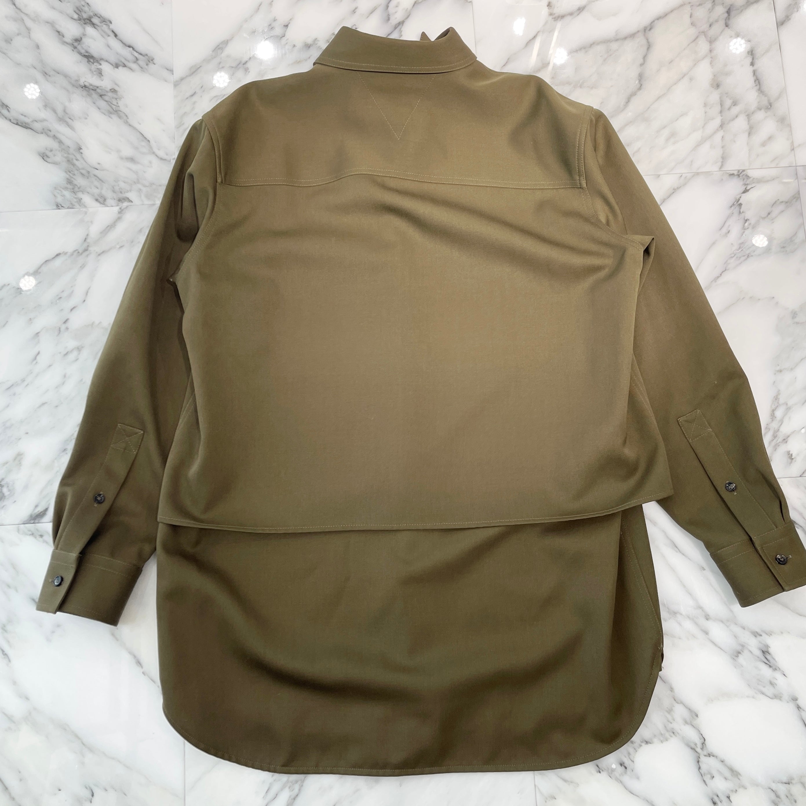 BOTTEGA VENETA 2024AW Grained Poudre Double Layer Shirt 772378VKIS0 Size 44 ボッテガヴェネタ グレインド プードル ダブル レイヤーシャツ サイズ44