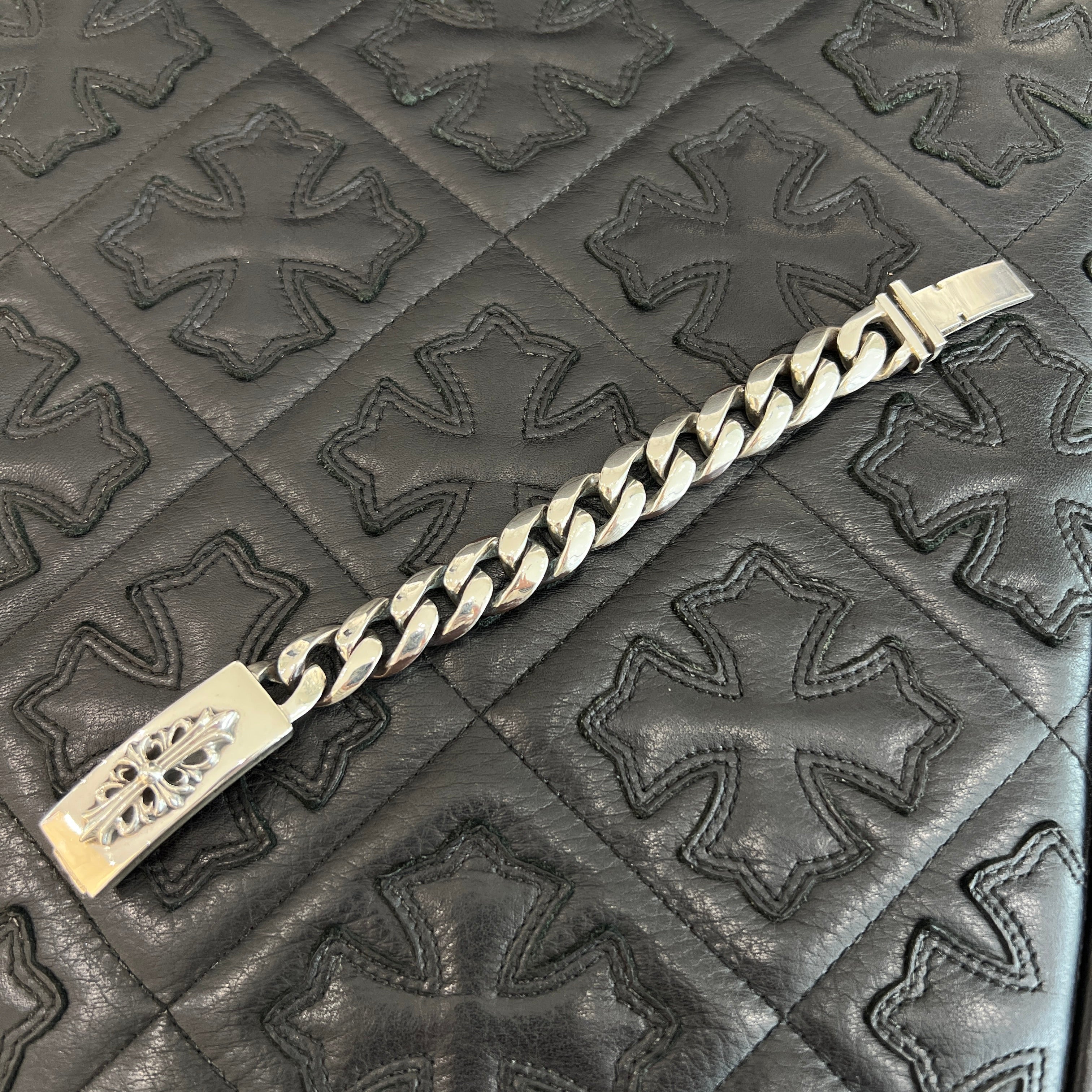 CHROME HEARTS Baby ID Floral Cross Bracelet 11LINK クロムハーツ ベビー ID フローラルクロス ブレスレット 11リンク シルバー925