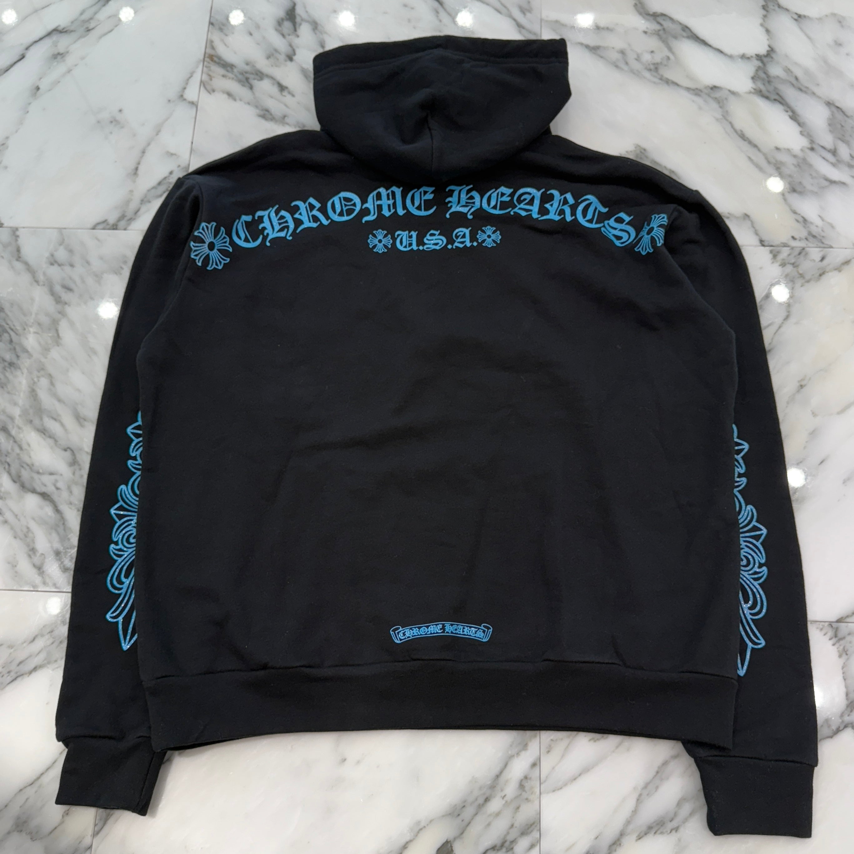 CHROME HEARTS Glitter Back Arch USA Logo Pullover Hoodie Size M クロムハーツ グリッター バックアーチ USA ロゴ プルオーバーフーディー サイズM