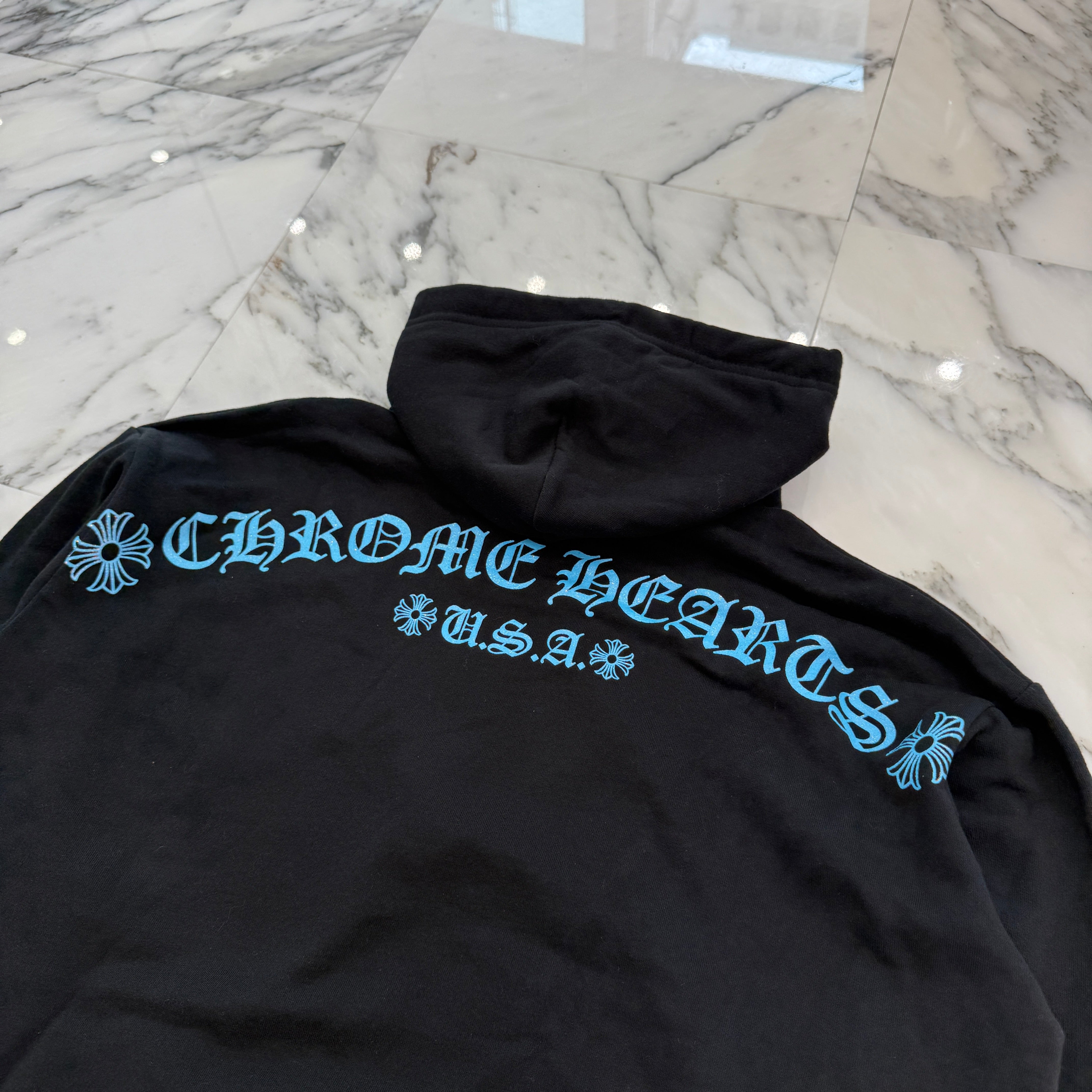 CHROME HEARTS Glitter Back Arch USA Logo Pullover Hoodie Size S クロムハーツ グリッター バックアーチ USA ロゴ プルオーバーフーディー サイズS
