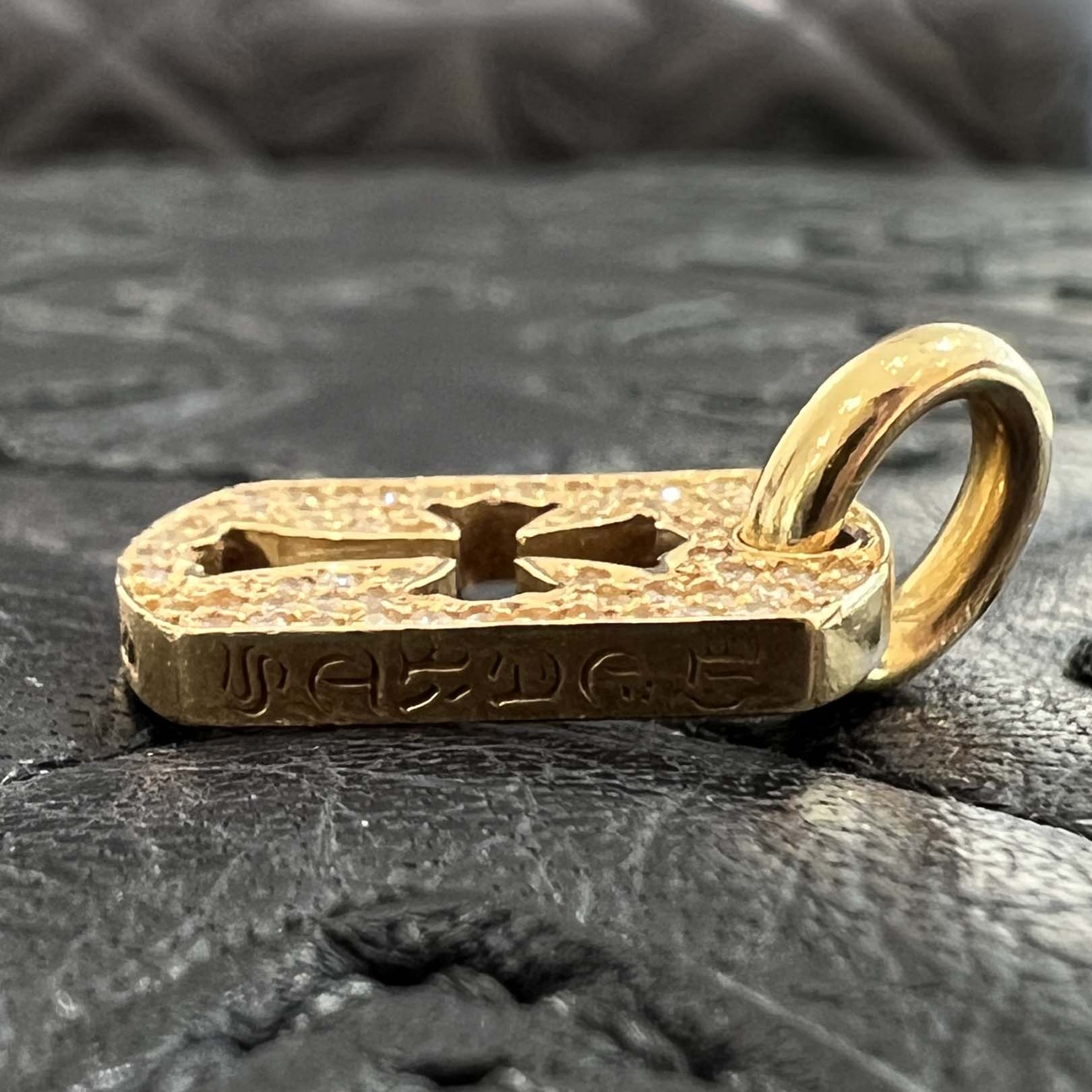 CHROME HEARTS 22K Tiny Cut Out Cross Dock Tag Pendant Charm Pave Diamond クロムハーツ 22K タイニー カットアウトクロス ドッグタグ ペンダントチャーム パヴェダイヤモンド