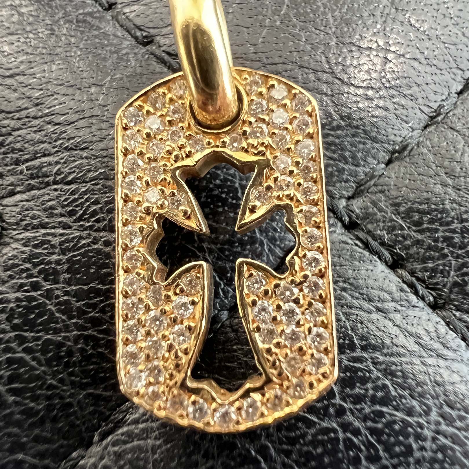 CHROME HEARTS 22K Tiny Cut Out Cross Dock Tag Pendant Charm Pave Diamond クロムハーツ 22K タイニー カットアウトクロス ドッグタグ ペンダントチャーム パヴェダイヤモンド