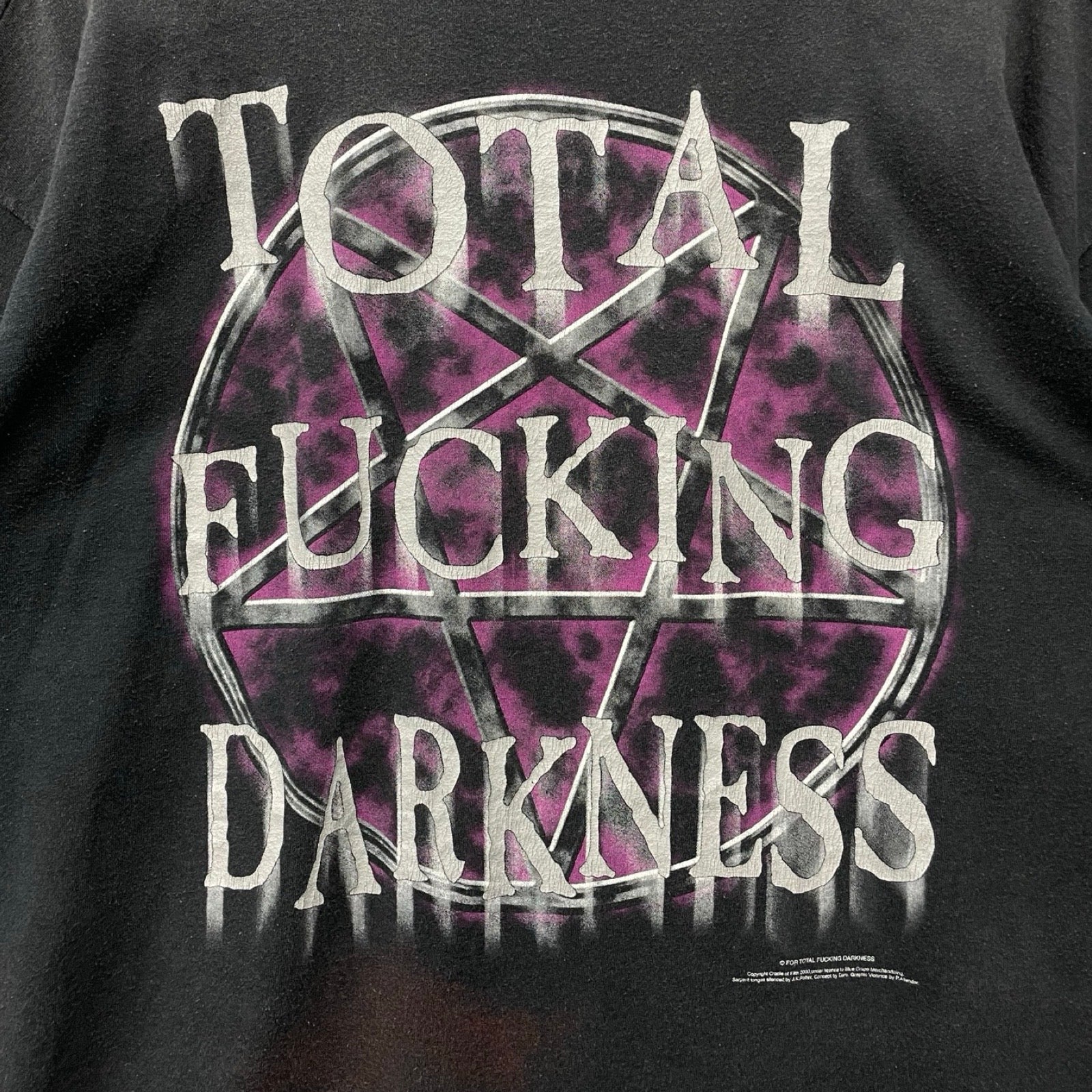 Vintage 00's Cradle Of Filth "Total Fucking Darkness" S/S Tee Size XL