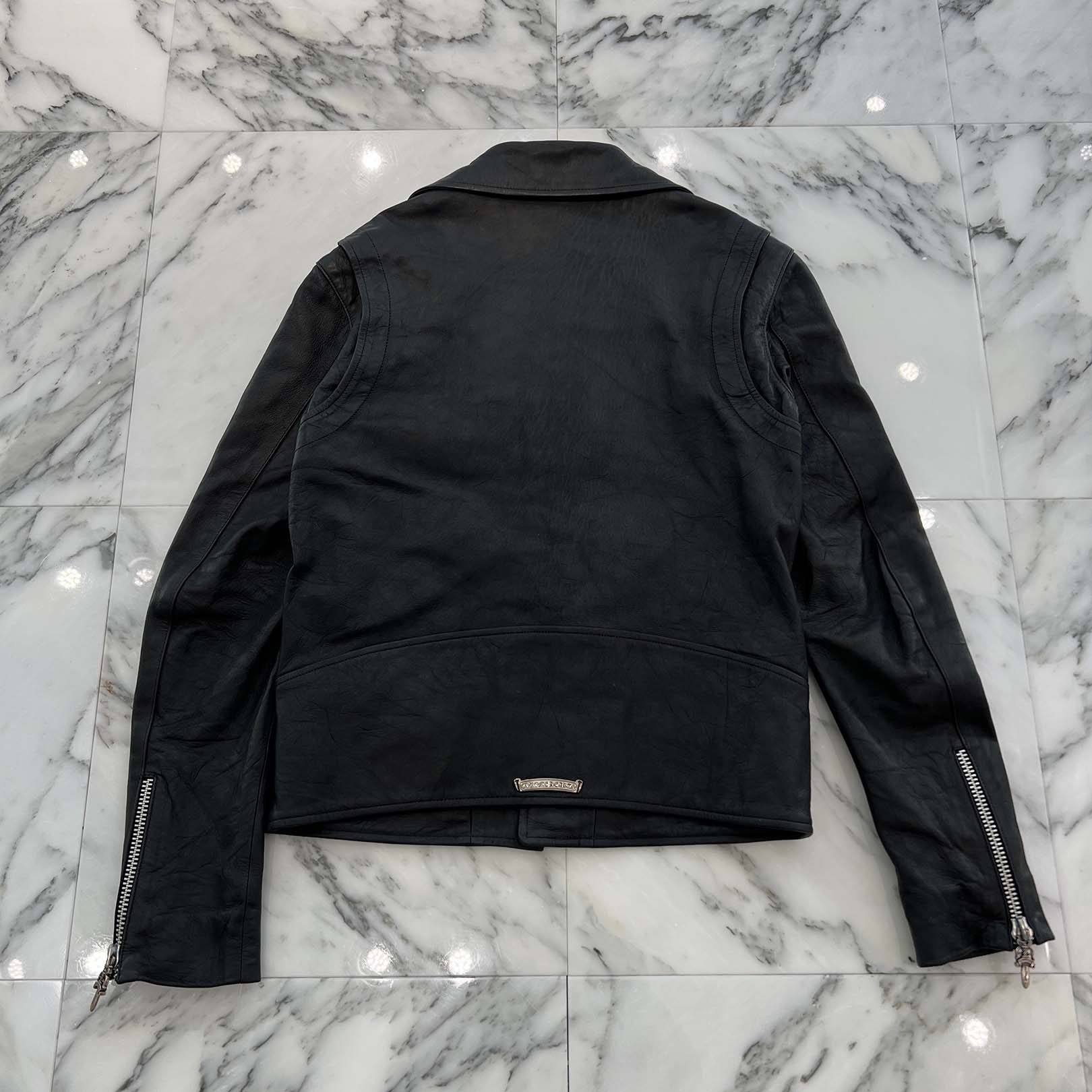 CHROME HEARTS Basic Moto Dagger Zip Up Riders Leather Jacket Size S クロムハーツ ベーシックモト ダガージップアップ ライダース レザー ジャケット サイズS