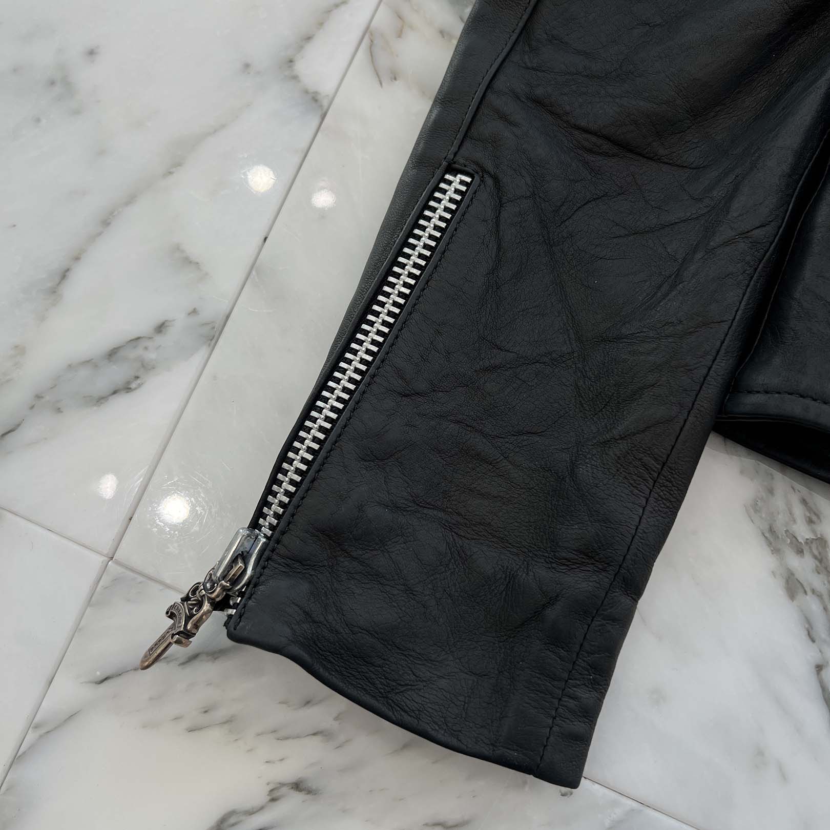 CHROME HEARTS Basic Moto Dagger Zip Up Riders Leather Jacket Size S クロムハーツ ベーシックモト ダガージップアップ ライダース レザー ジャケット サイズS