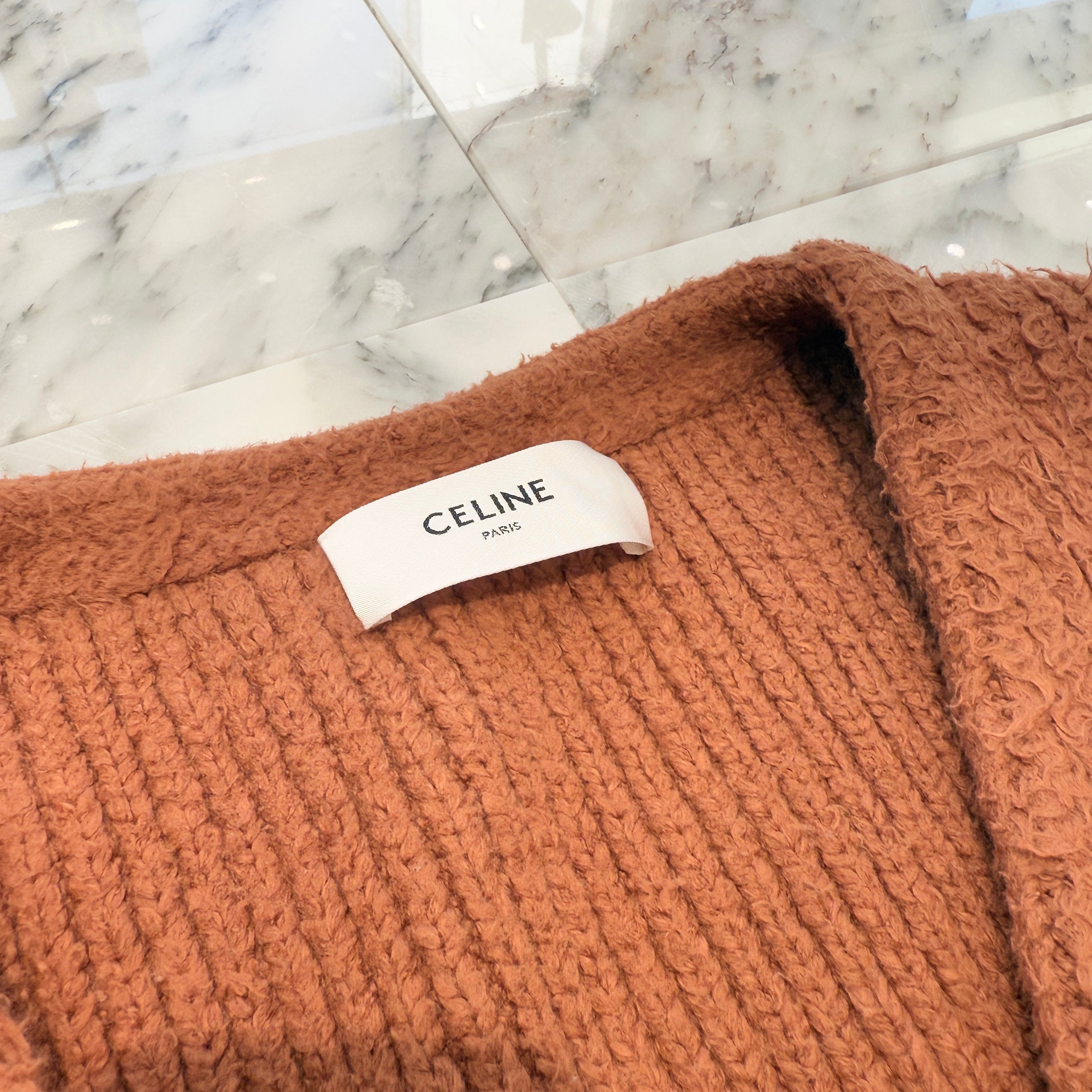 CELINE 2024AW Striped Brushed Cotton V-Neck Long Cardigan