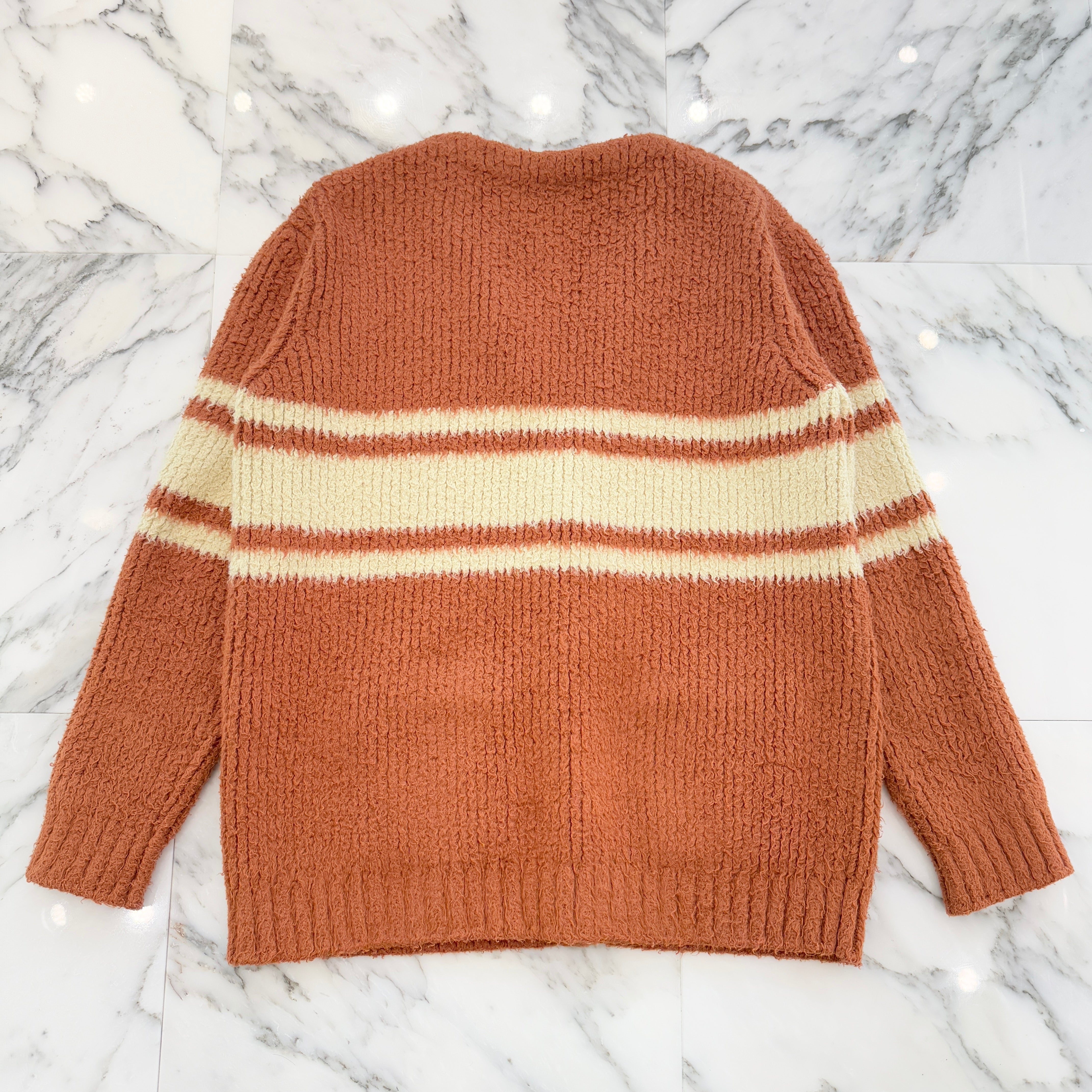 CELINE 2024AW Striped Brushed Cotton V-Neck Long Cardigan 2A70O118O.27RU Size S セリーヌ ストライプ ブラッシュドコットン Vネック ロングカーディガン サイズS