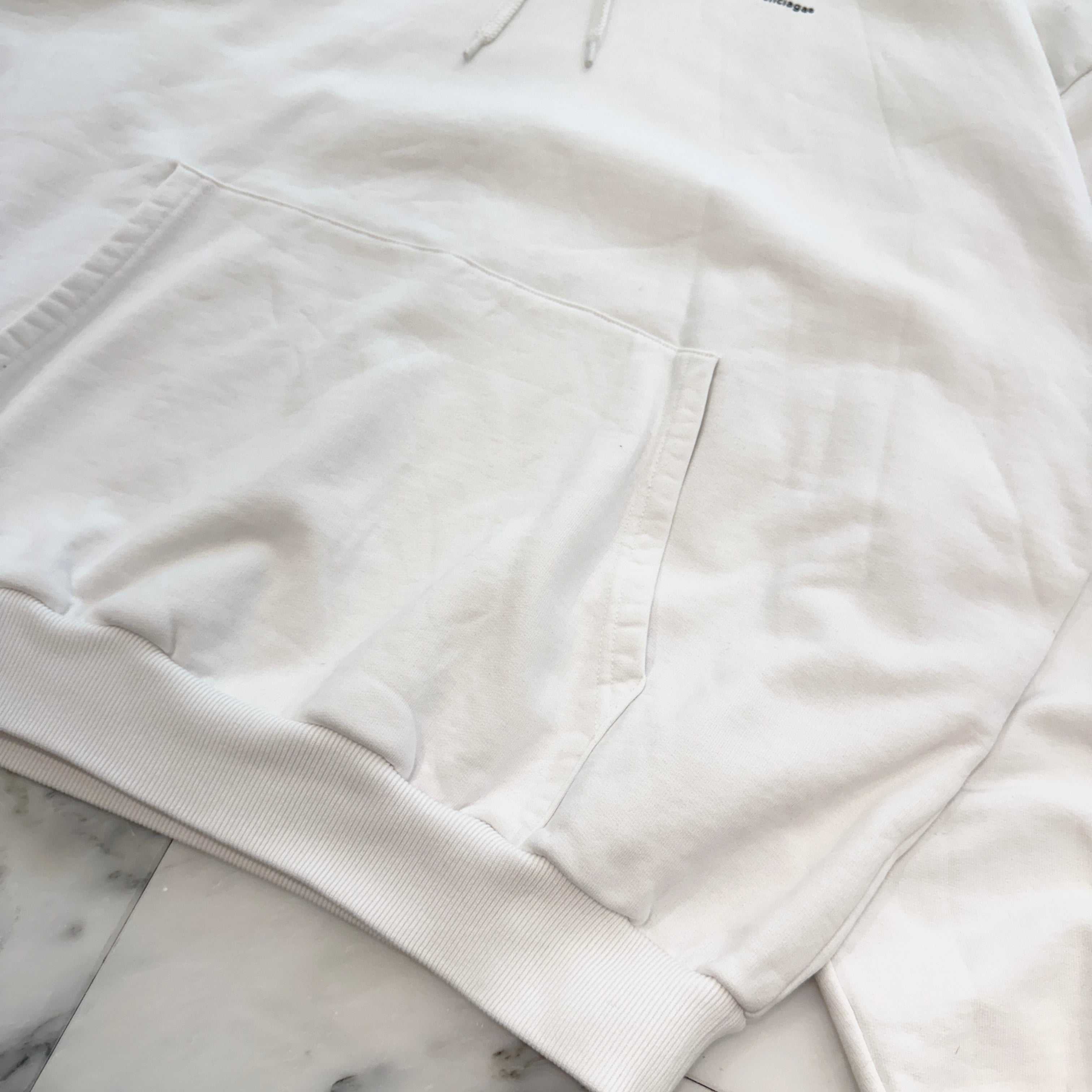 BALENCIAGA 2017AW Small Logo Print Pullover Hoodie 492249 TYK27 Size M バレンシアガ スモールロゴプリント プルオーバーフーディ サイズM