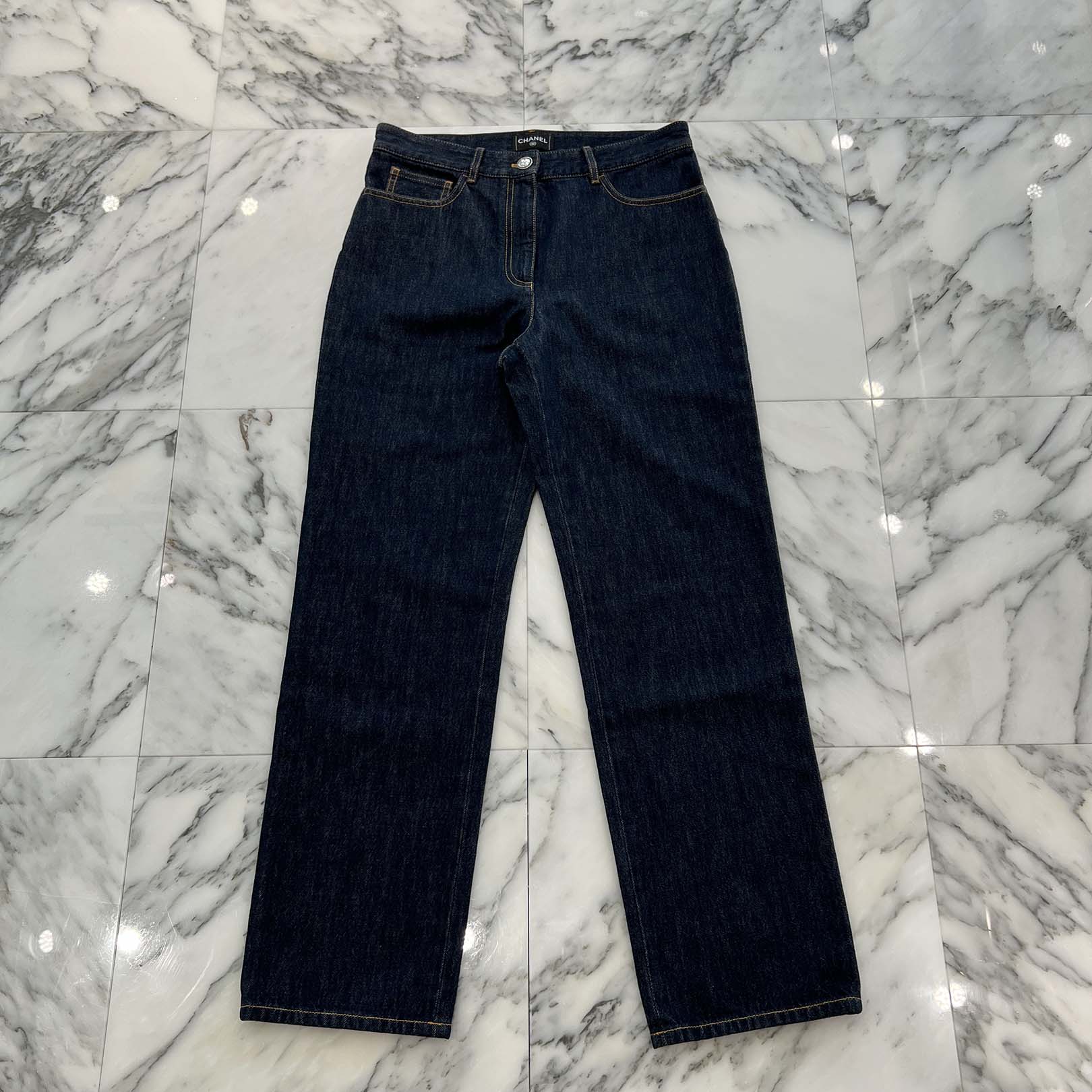 CHANEL 2024SS Cruise Coco Mark Embroidered Wide Denim Pants P78765V71012 Size 40 シャネル クルーズ ココマーク刺繡ワイドデニムパンツ サイズ40