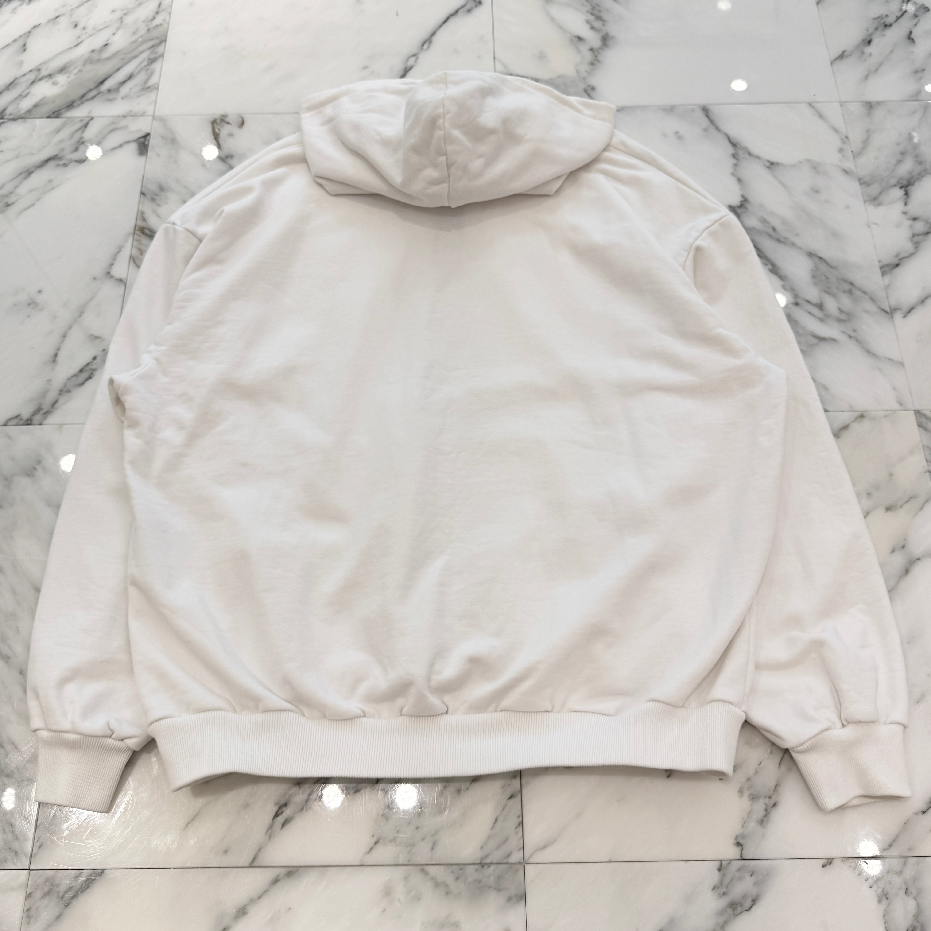 BALENCIAGA 2017AW Small Logo Print Pullover Hoodie 492249 TYK27 Size M バレンシアガ スモールロゴプリント プルオーバーフーディ サイズM