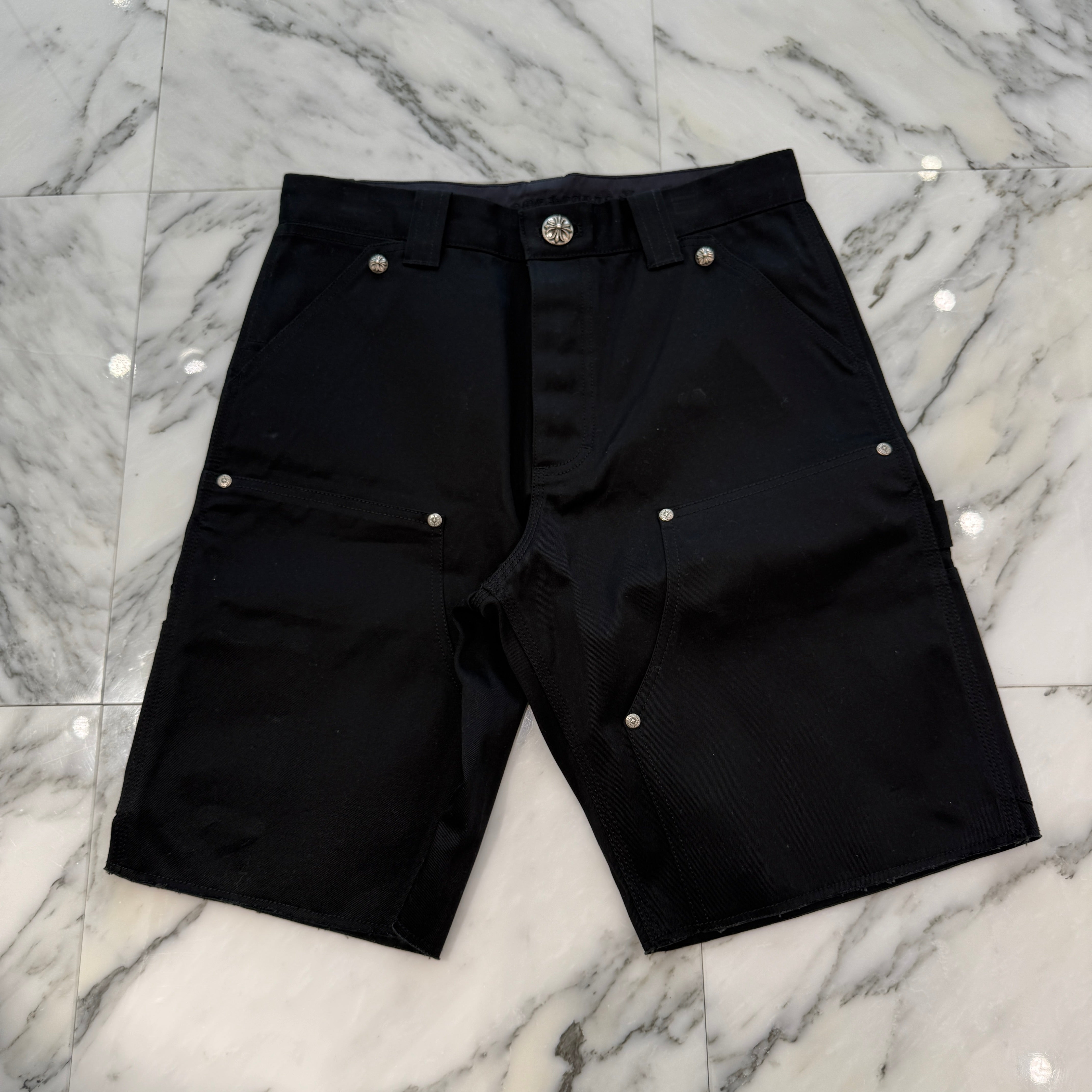 CHROME HEARTS Carpenter Cross Ball Button Denim Shorts Size 34 クロムハーツ カーペンター クロスボールボタン デニムショーツ サイズ34