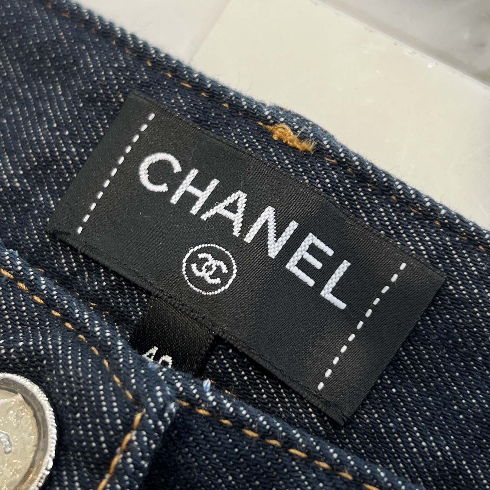 CHANEL 2024SS Cruise Coco Mark Embroidered Wide Denim Pants P78765V71012 Size 40 シャネル クルーズ ココマーク刺繡ワイドデニムパンツ サイズ40