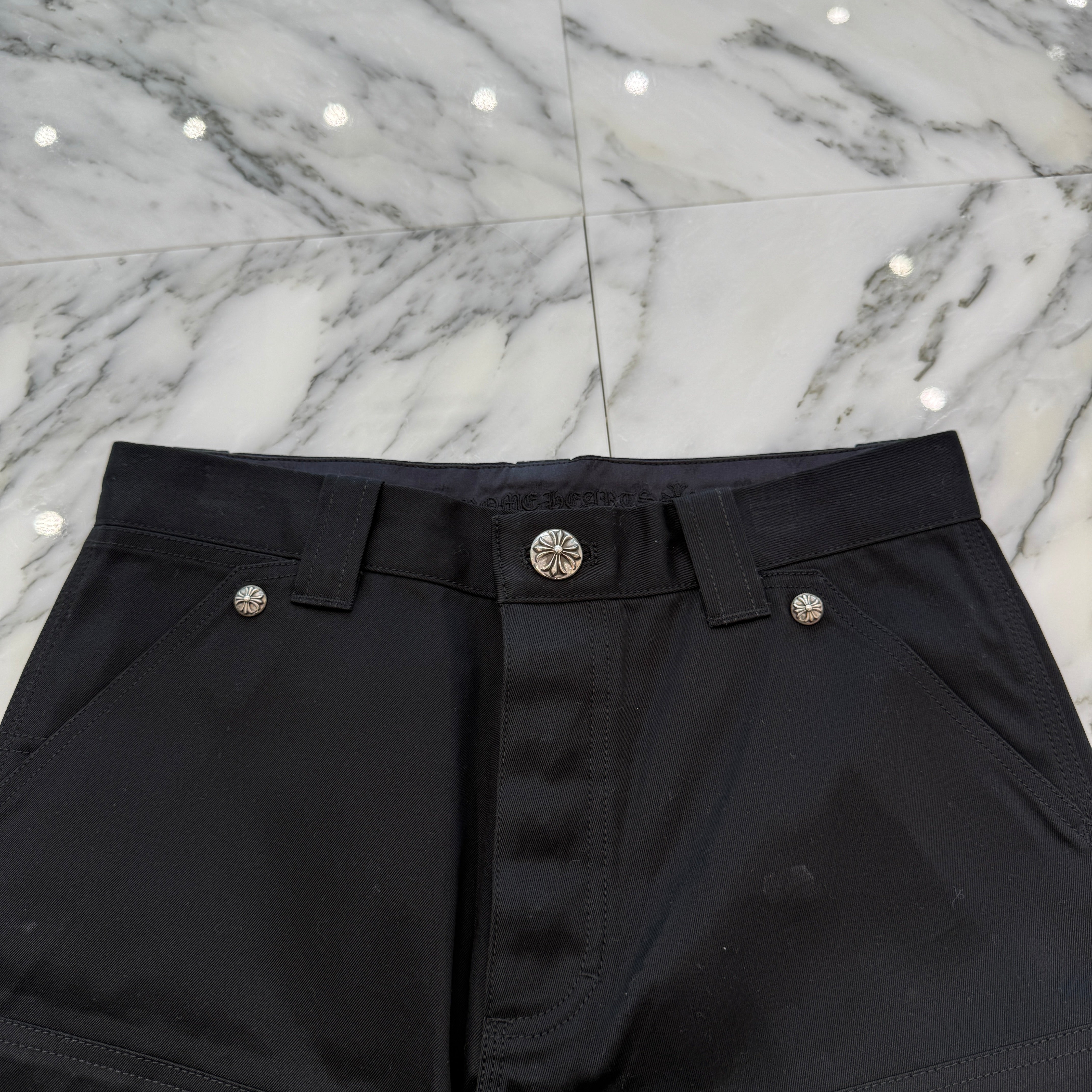 CHROME HEARTS Carpenter Cross Ball Button Denim Shorts Size 34 クロムハーツ カーペンター クロスボールボタン デニムショーツ サイズ34