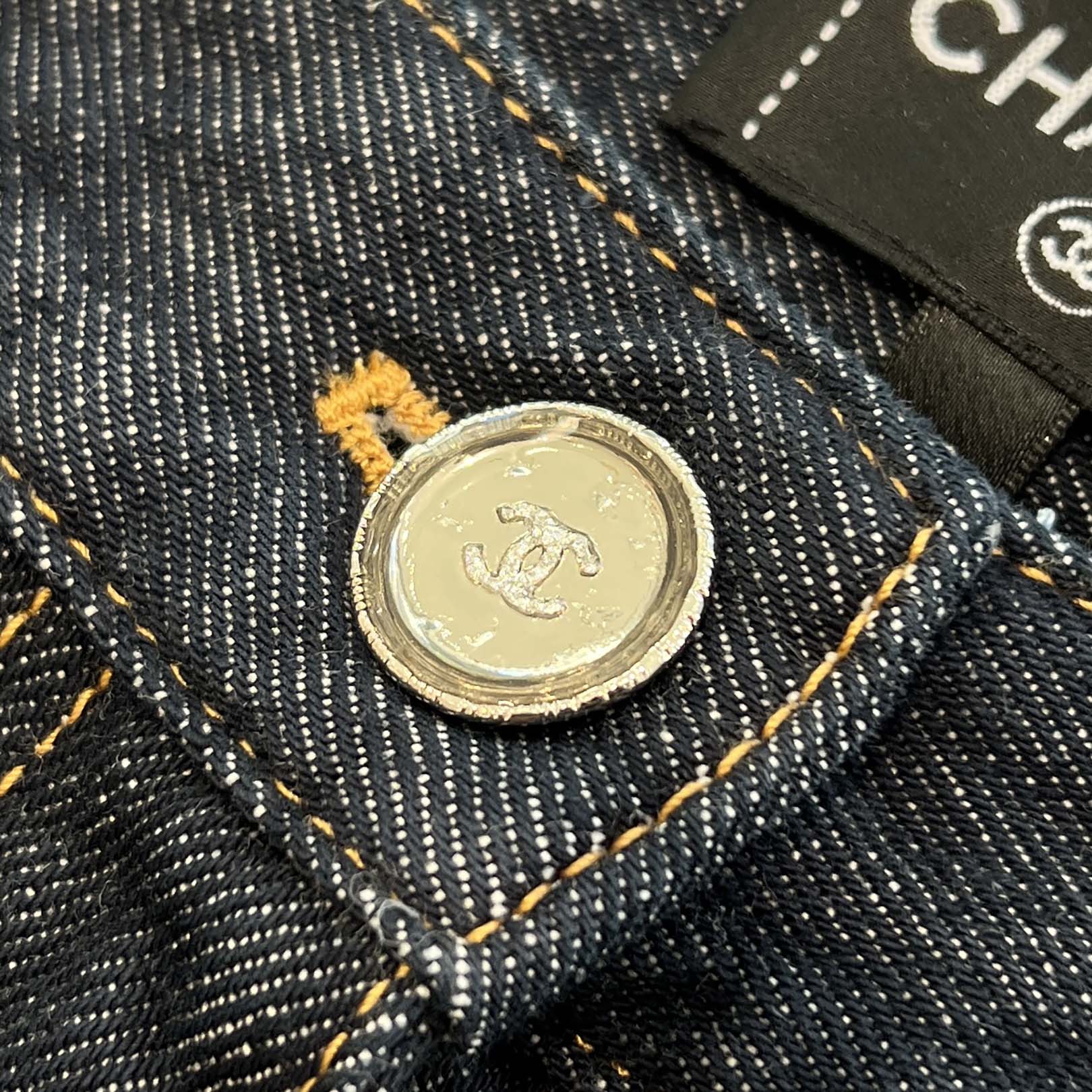 CHANEL 2024SS Cruise Coco Mark Embroidered Wide Denim Pants P78765V71012 Size 40 シャネル クルーズ ココマーク刺繡ワイドデニムパンツ サイズ40