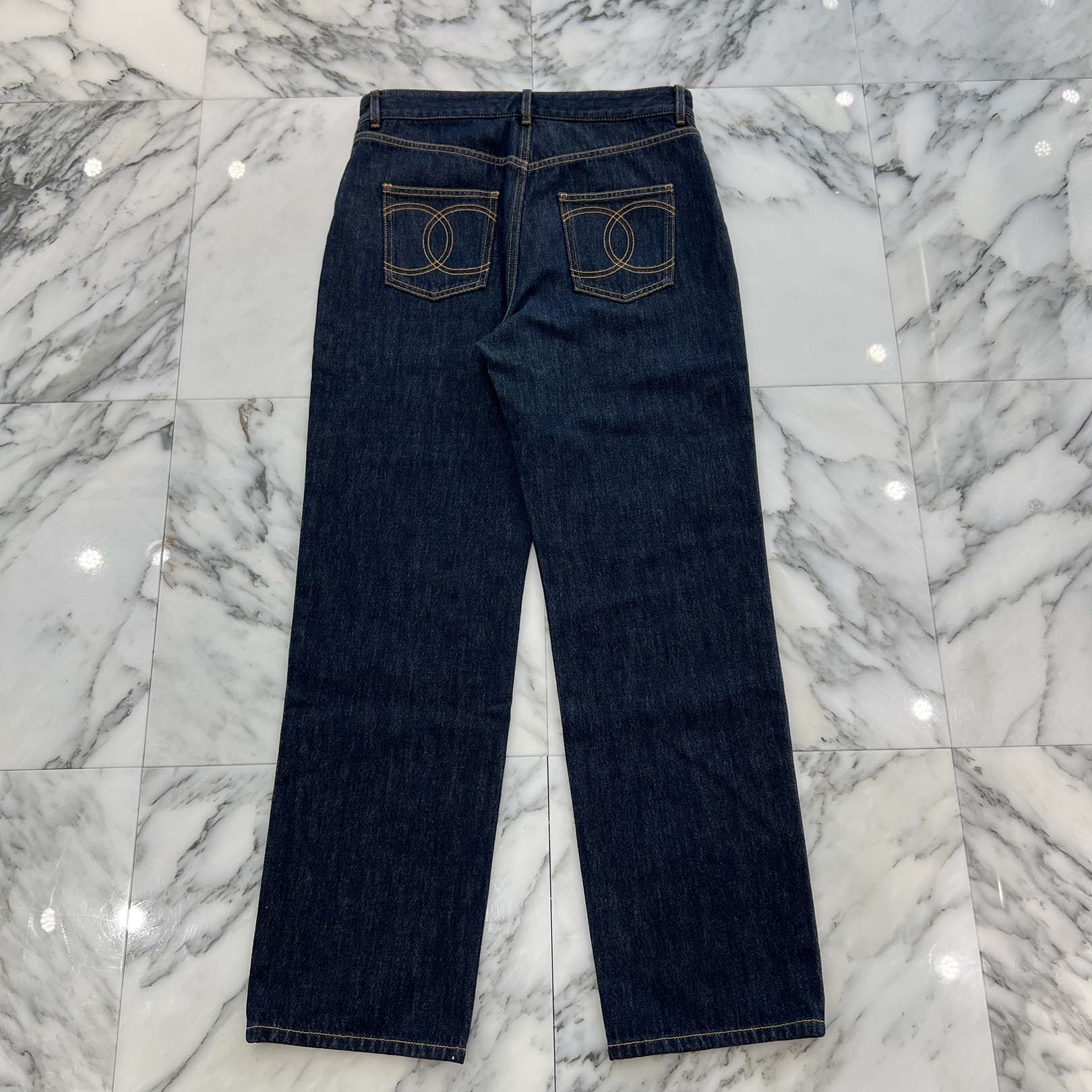 CHANEL 2024SS Cruise Coco Mark Embroidered Wide Denim Pants P78765V71012 Size 40 シャネル クルーズ ココマーク刺繡ワイドデニムパンツ サイズ40