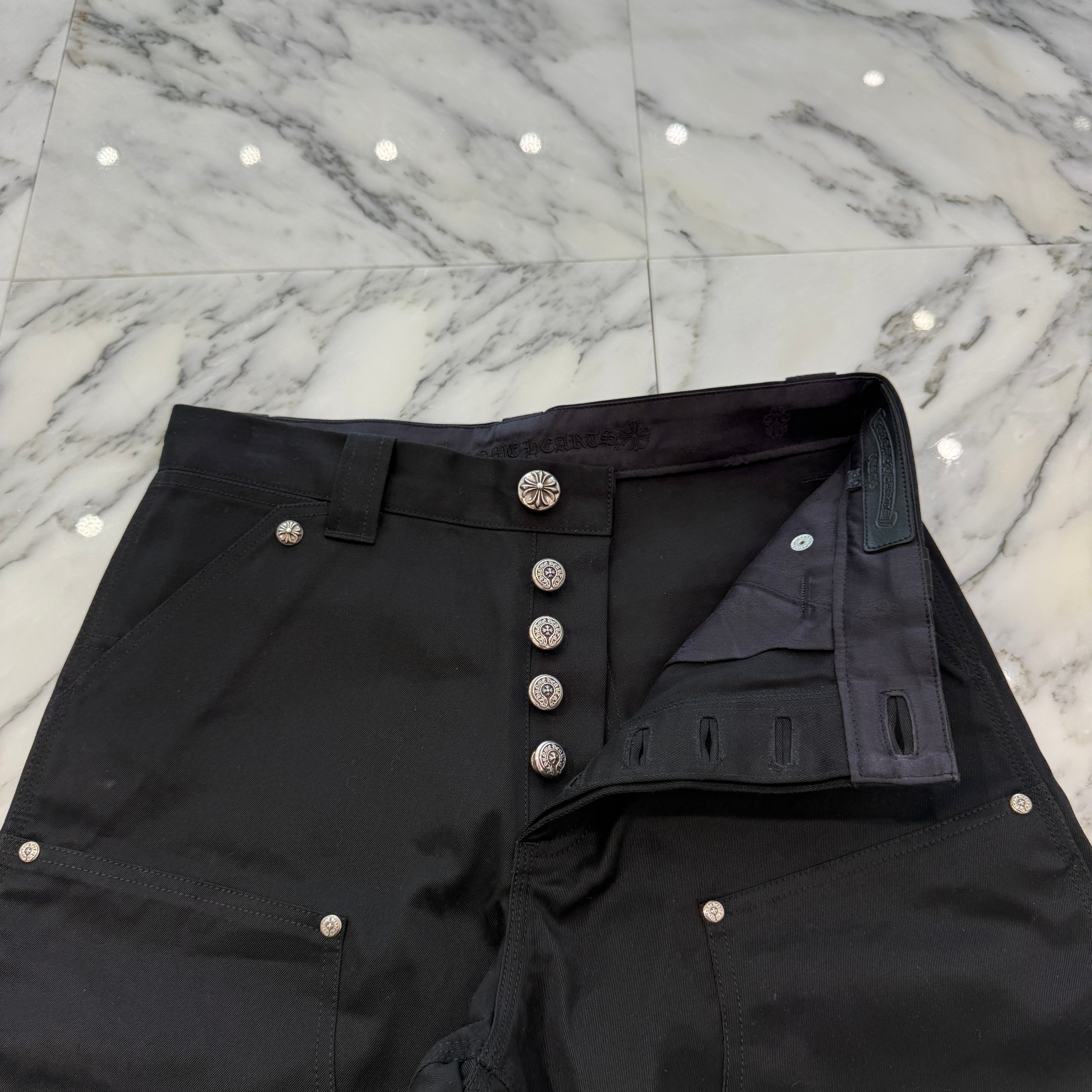 CHROME HEARTS Carpenter Cross Ball Button Denim Shorts Size 34 クロムハーツ カーペンター クロスボールボタン デニムショーツ サイズ34