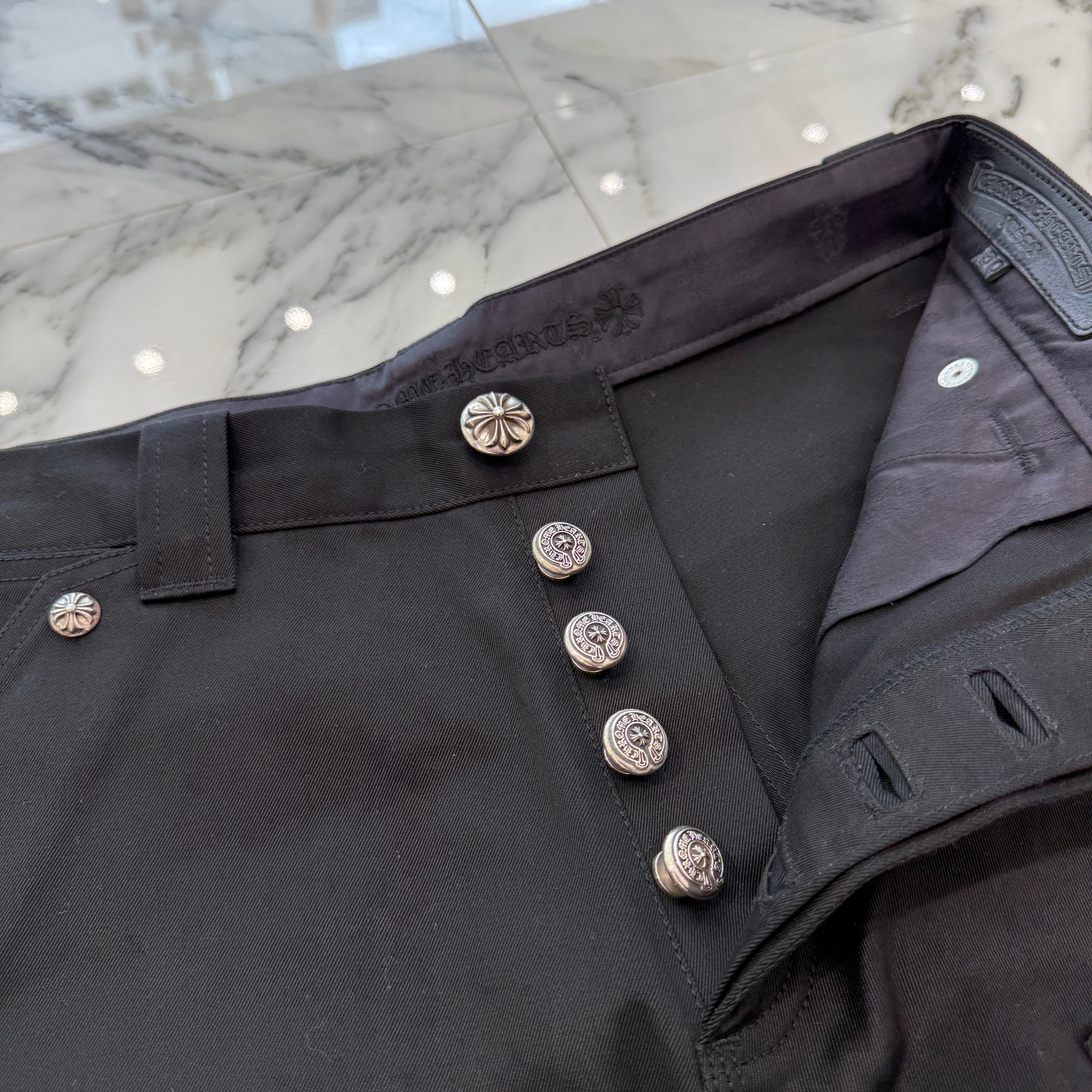 CHROME HEARTS Carpenter Cross Ball Button Denim Shorts Size 34 クロムハーツ カーペンター クロスボールボタン デニムショーツ サイズ34