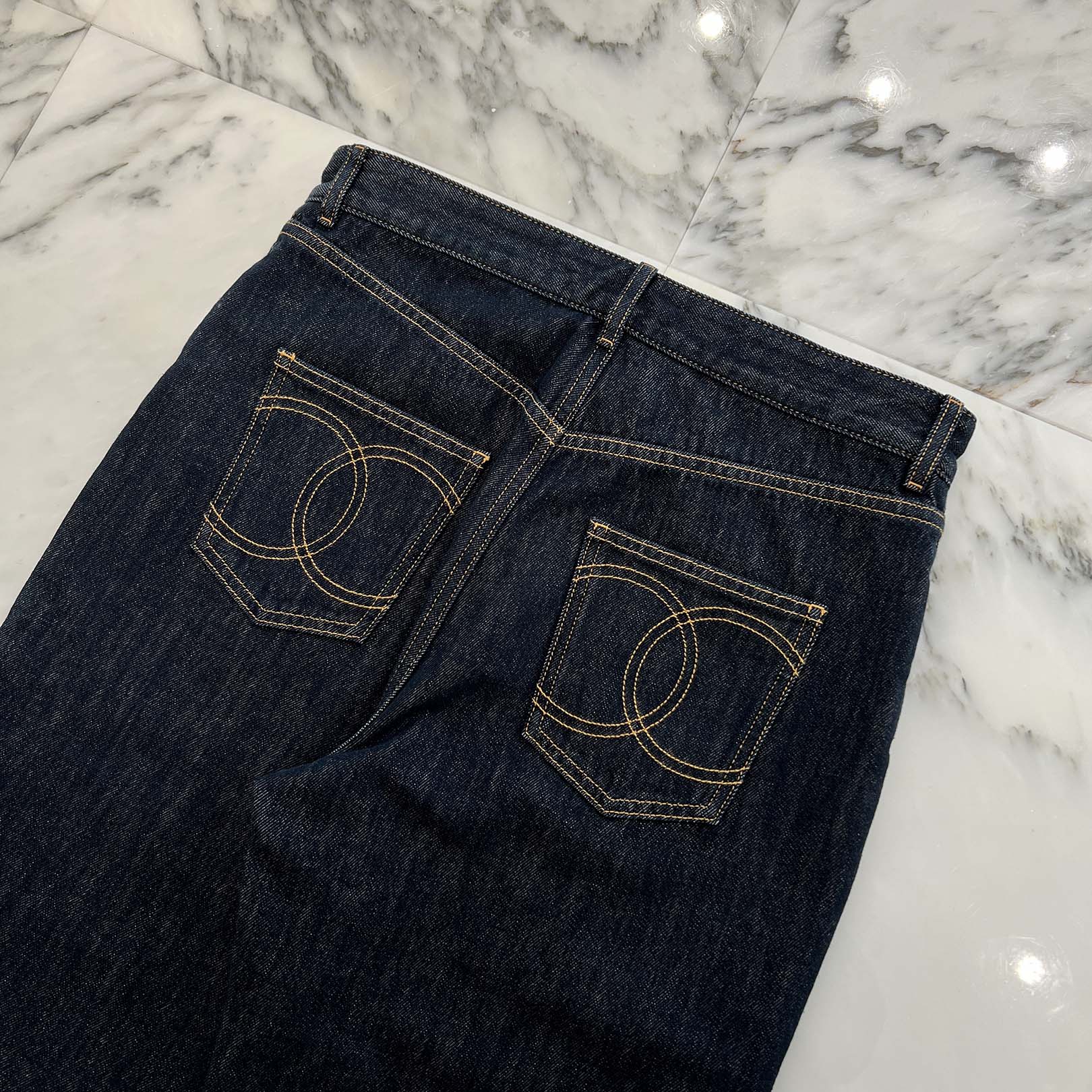 CHANEL 2024SS Cruise Coco Mark Embroidered Wide Denim Pants P78765V71012 Size 40 シャネル クルーズ ココマーク刺繡ワイドデニムパンツ サイズ40