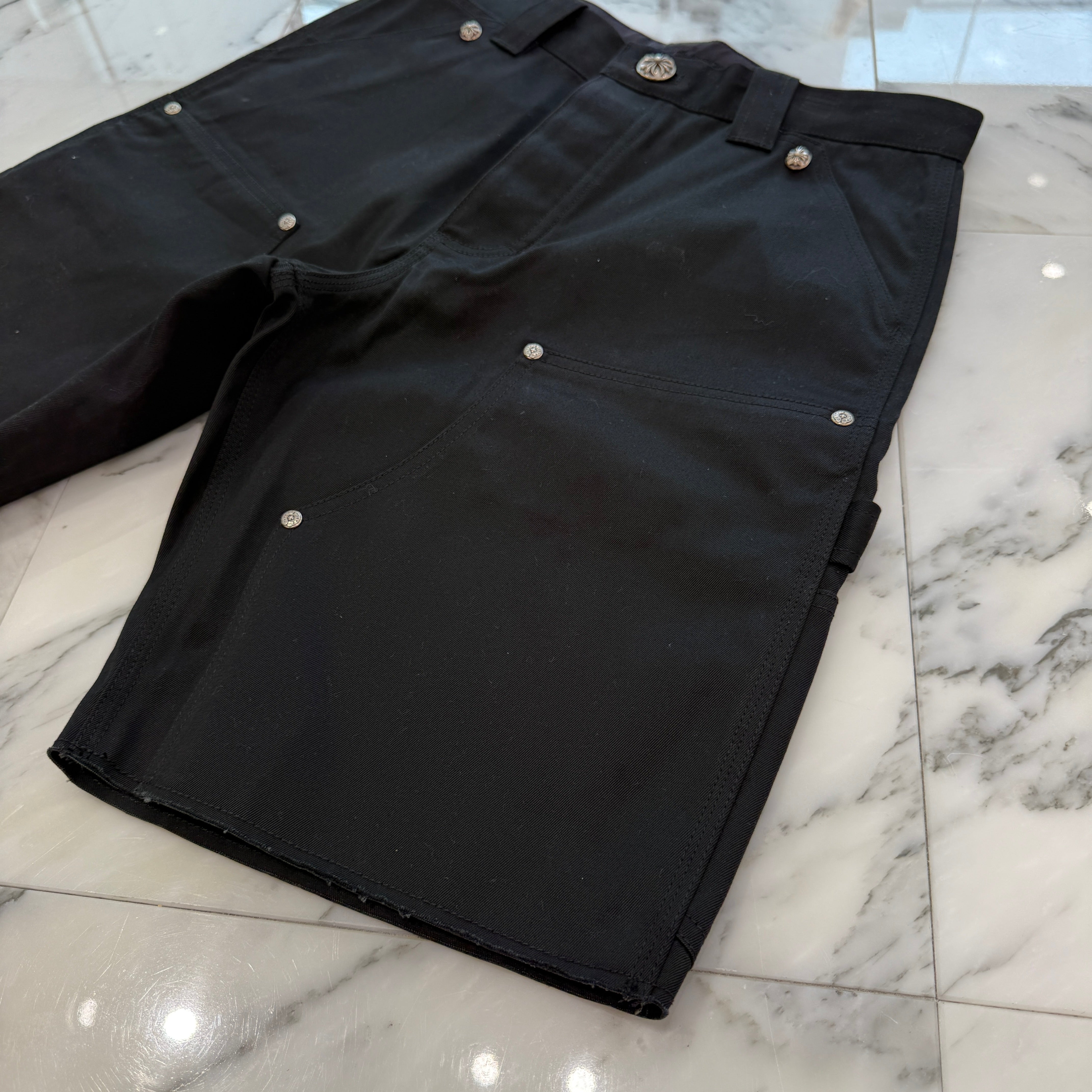 CHROME HEARTS Carpenter Cross Ball Button Denim Shorts Size 34 クロムハーツ カーペンター クロスボールボタン デニムショーツ サイズ34