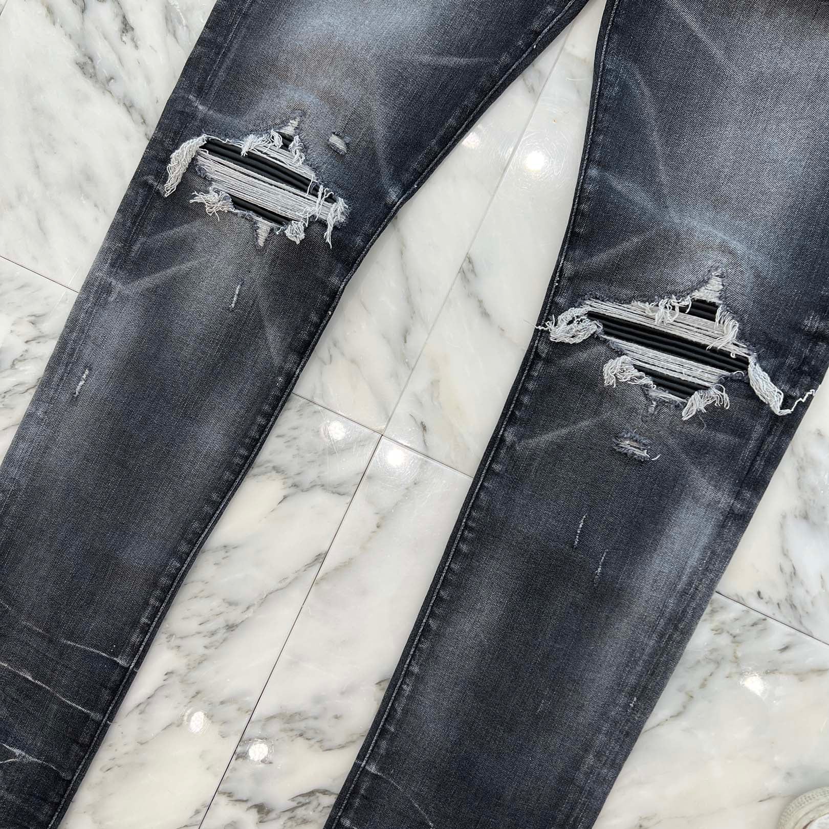 AMIRI MX-1 Leather Jeans Storm Skinny Denim Size 33 アミリ MX-1