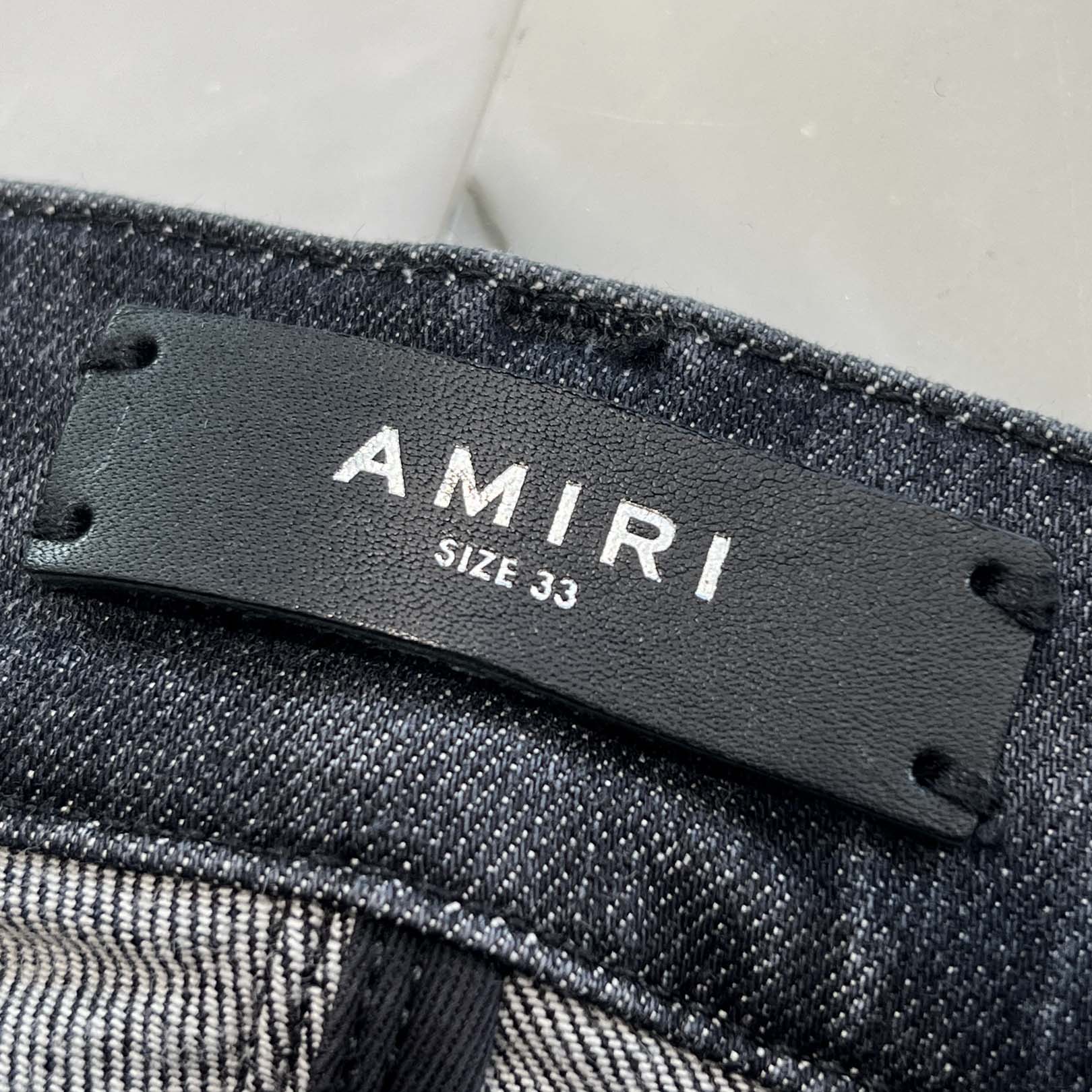 AMIRI MX-1 Leather Jeans Storm Skinny Denim Size 33 アミリ MX-1