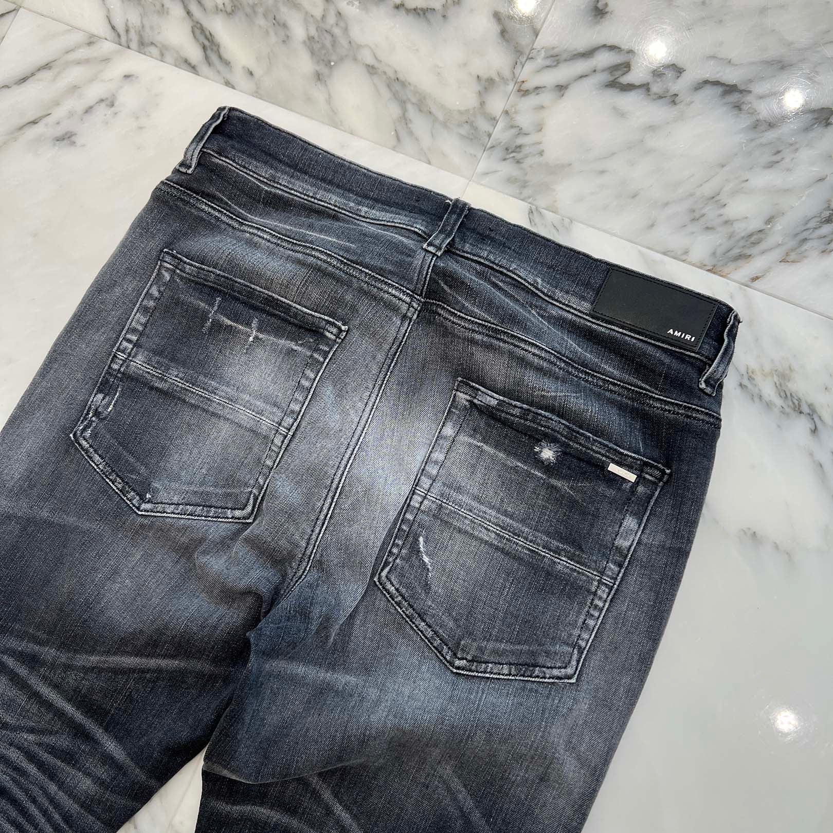 AMIRI MX-1 Leather Jeans Storm Skinny Denim Size 33 アミリ MX-1