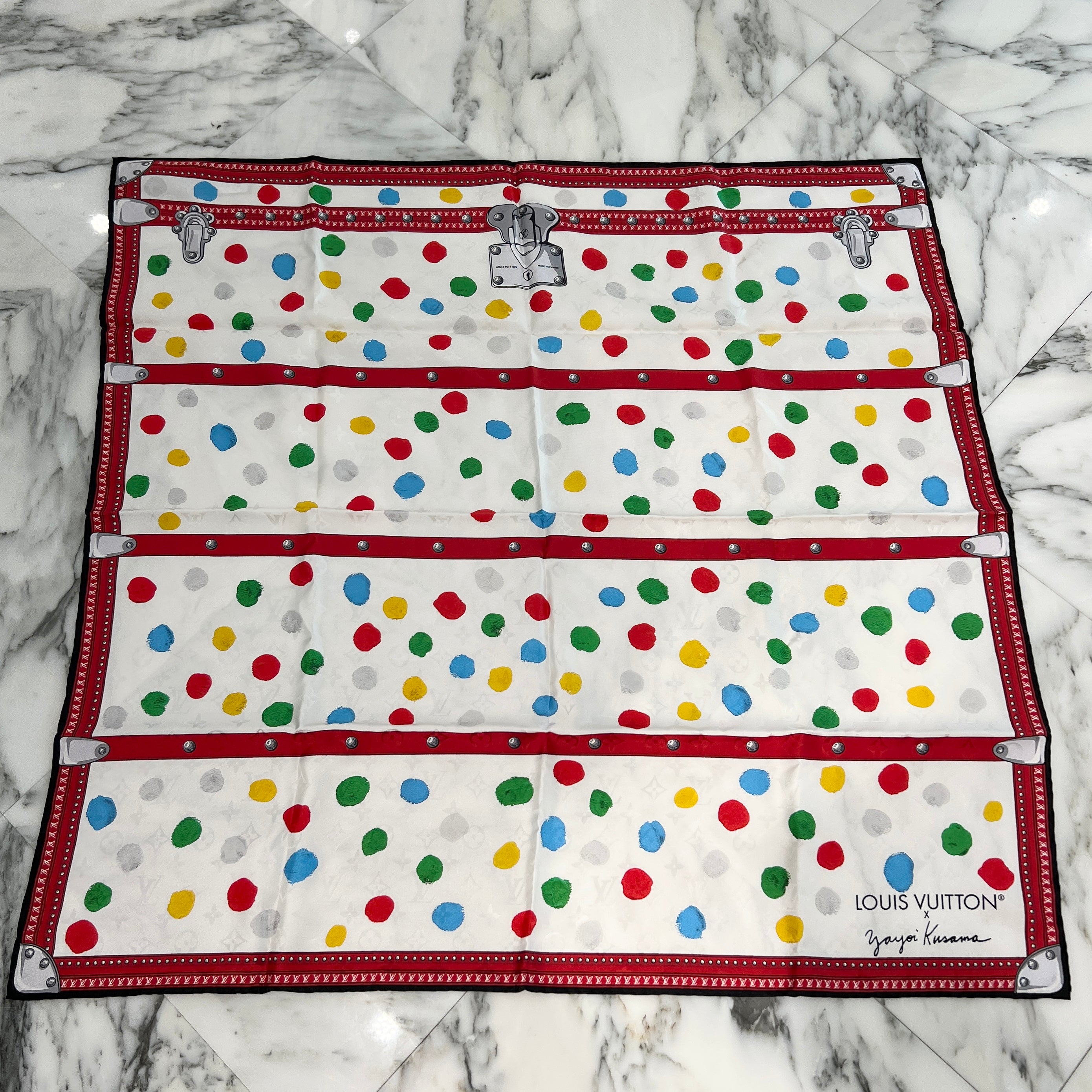 LOUIS VUITTON × YAYOI KUSAMA 2023SS Kare 90 Painted Dot Scarf ルイヴィトン × 草間弥生 カレ90 ペインティッド ドットスカーフ