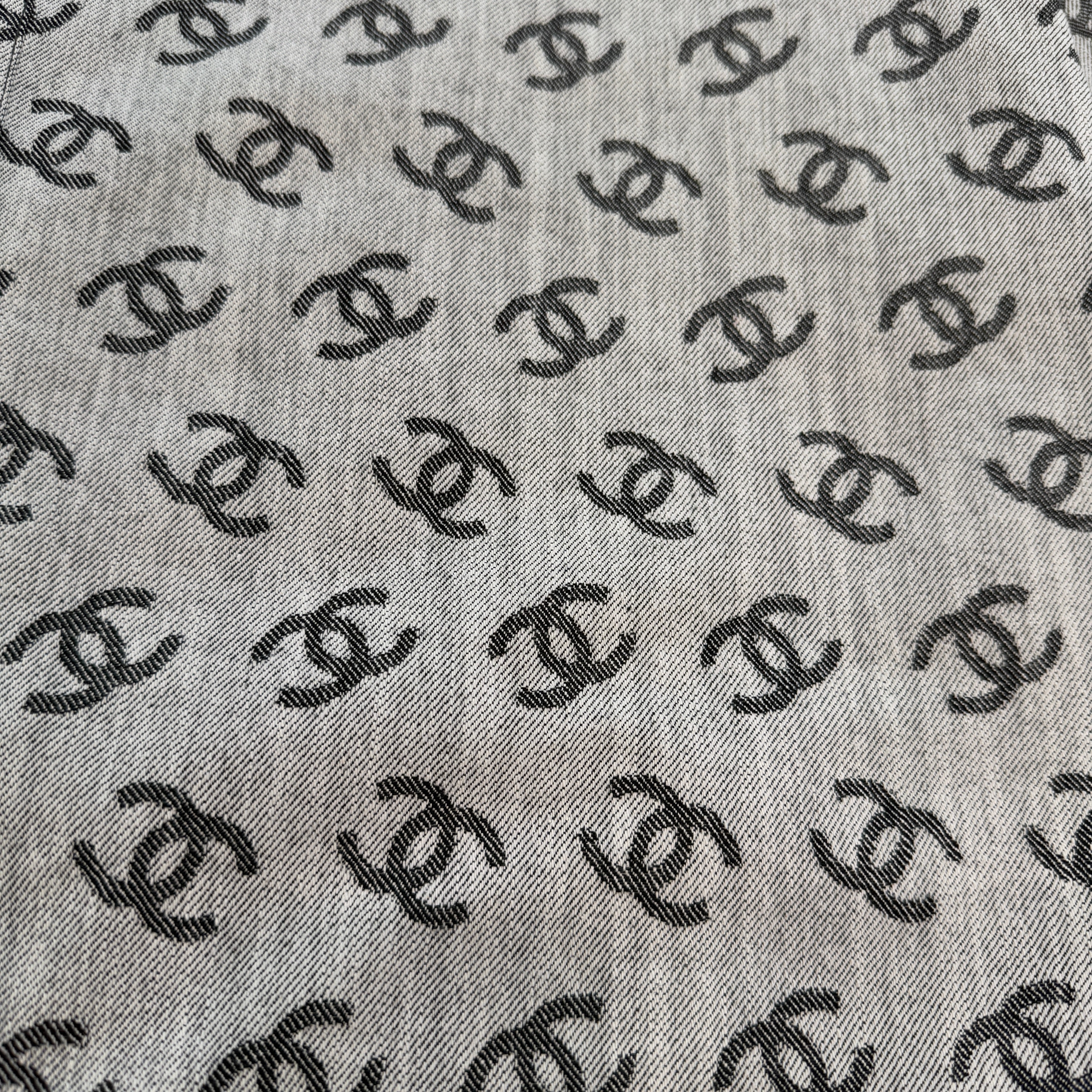 CHANEL 2022SS Cocomark Jacquard Sequin Zip Up Jacket P72591V64160 Size 50 シャネル ココマーク ジャガード スパンコールジャケット グレー×ブラック サイズ50