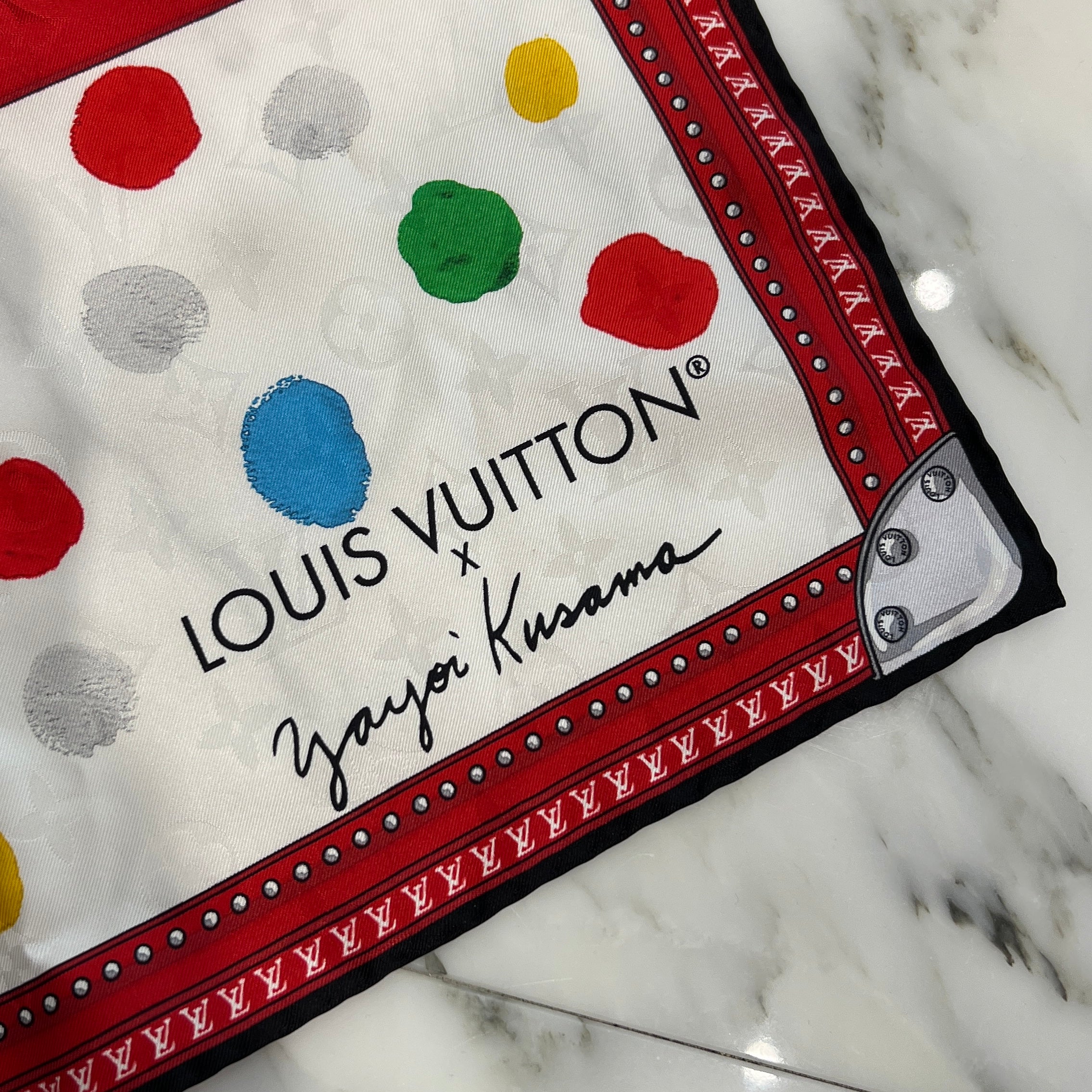 LOUIS VUITTON × YAYOI KUSAMA 2023SS Kare 90 Painted Dot Scarf ルイヴィトン × 草間弥生 カレ90 ペインティッド ドットスカーフ