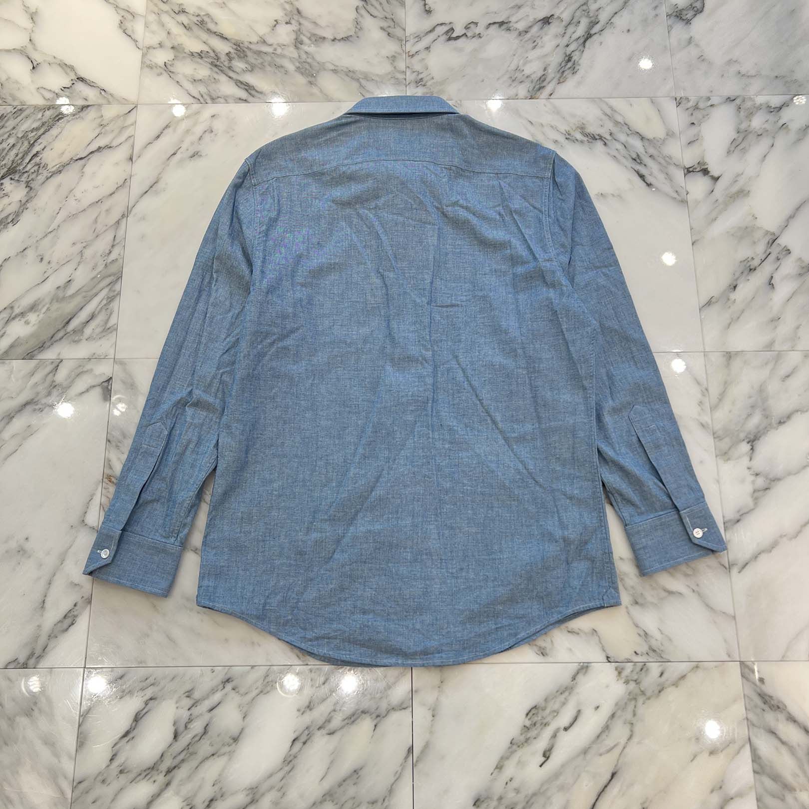 CELINE 2019AW Triomphe Embroidered Chambray Loose Shirt 2C982508X.07JF Size 40 セリーヌ トリオンフ刺繡シャンブレールーズシャツ サイズ40