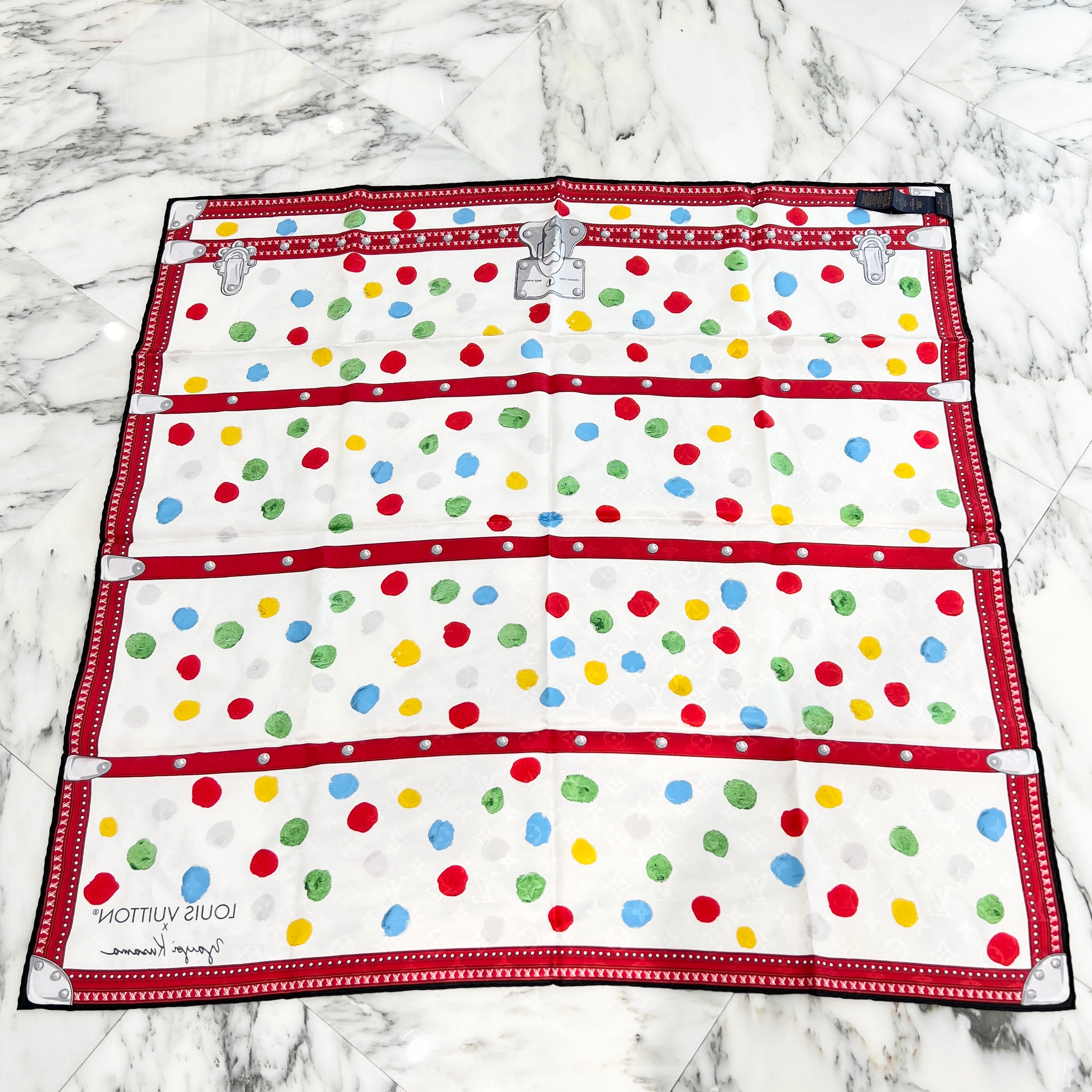 LOUIS VUITTON × YAYOI KUSAMA 2023SS Kare 90 Painted Dot Scarf ルイヴィトン × 草間弥生 カレ90 ペインティッド ドットスカーフ