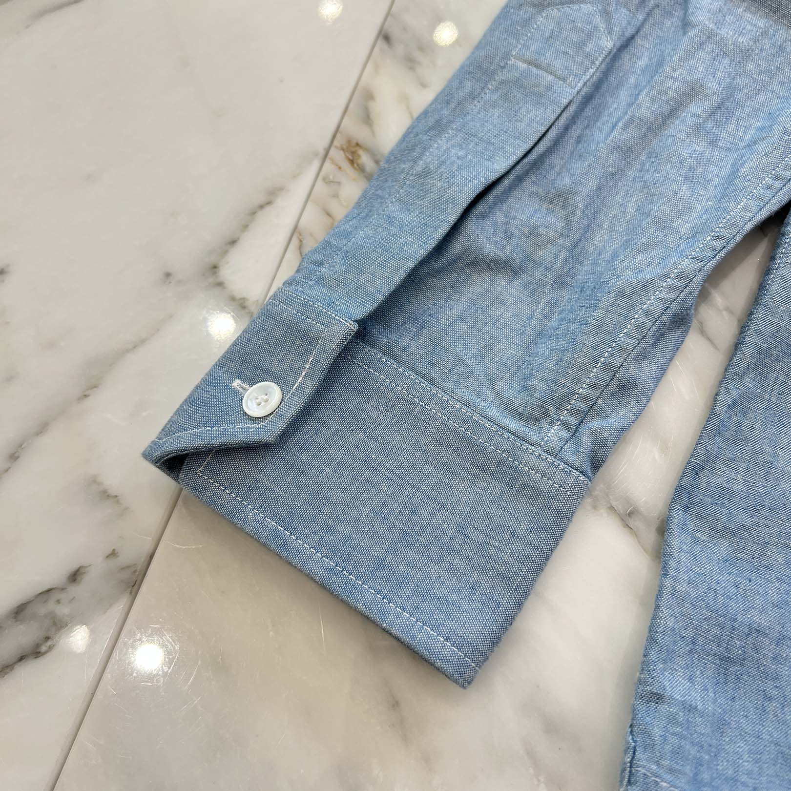 CELINE 2019AW Triomphe Embroidered Chambray Loose Shirt 2C982508X.07JF Size 40 セリーヌ トリオンフ刺繡シャンブレールーズシャツ サイズ40