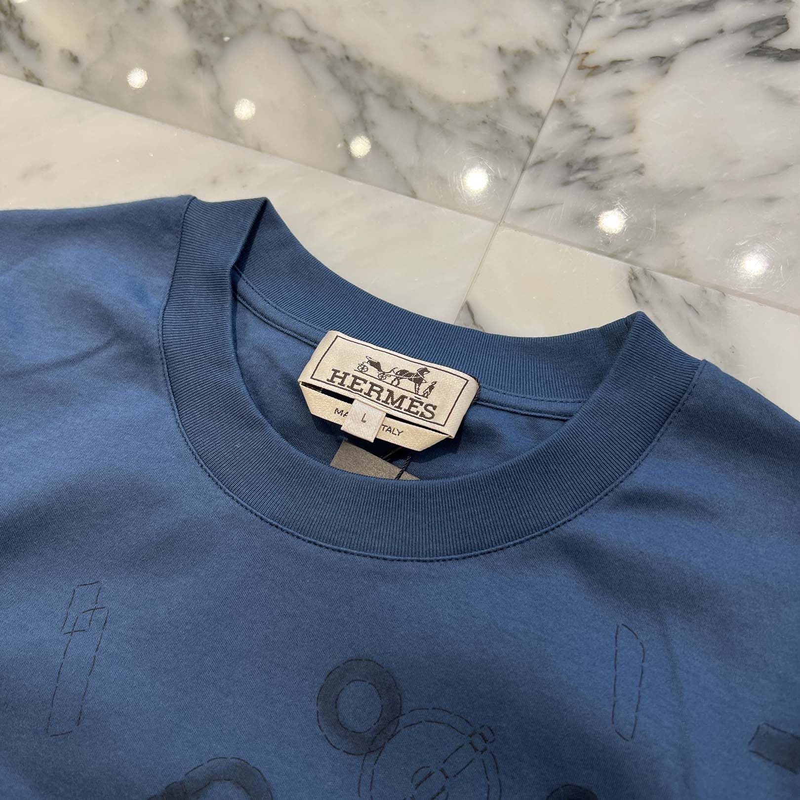 HERMES 2025SS Fragments Equestres Print Tee H557910HA Size L エルメス フラグメント エクエストレス プリント Tシャツ サイズL