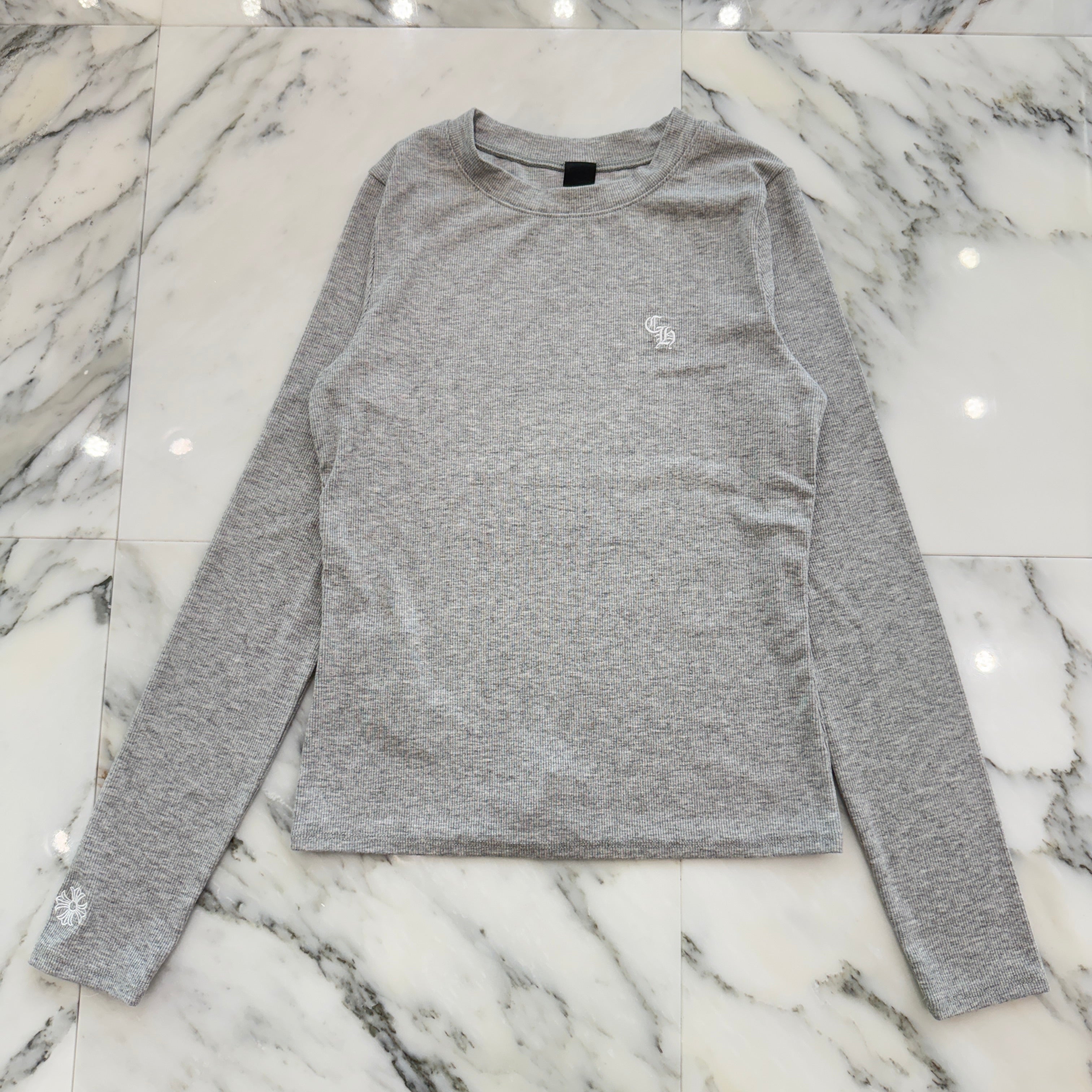 CHROME HEARTS Y NOT Slim Fit CH Logo Embroidery Thermal Rayon Long Sleeve Tee Size S クロムハーツ ワイノット スリムフィット CHロゴ刺繍 サーマル レーヨン ロングスリーブTシャツ サイズS