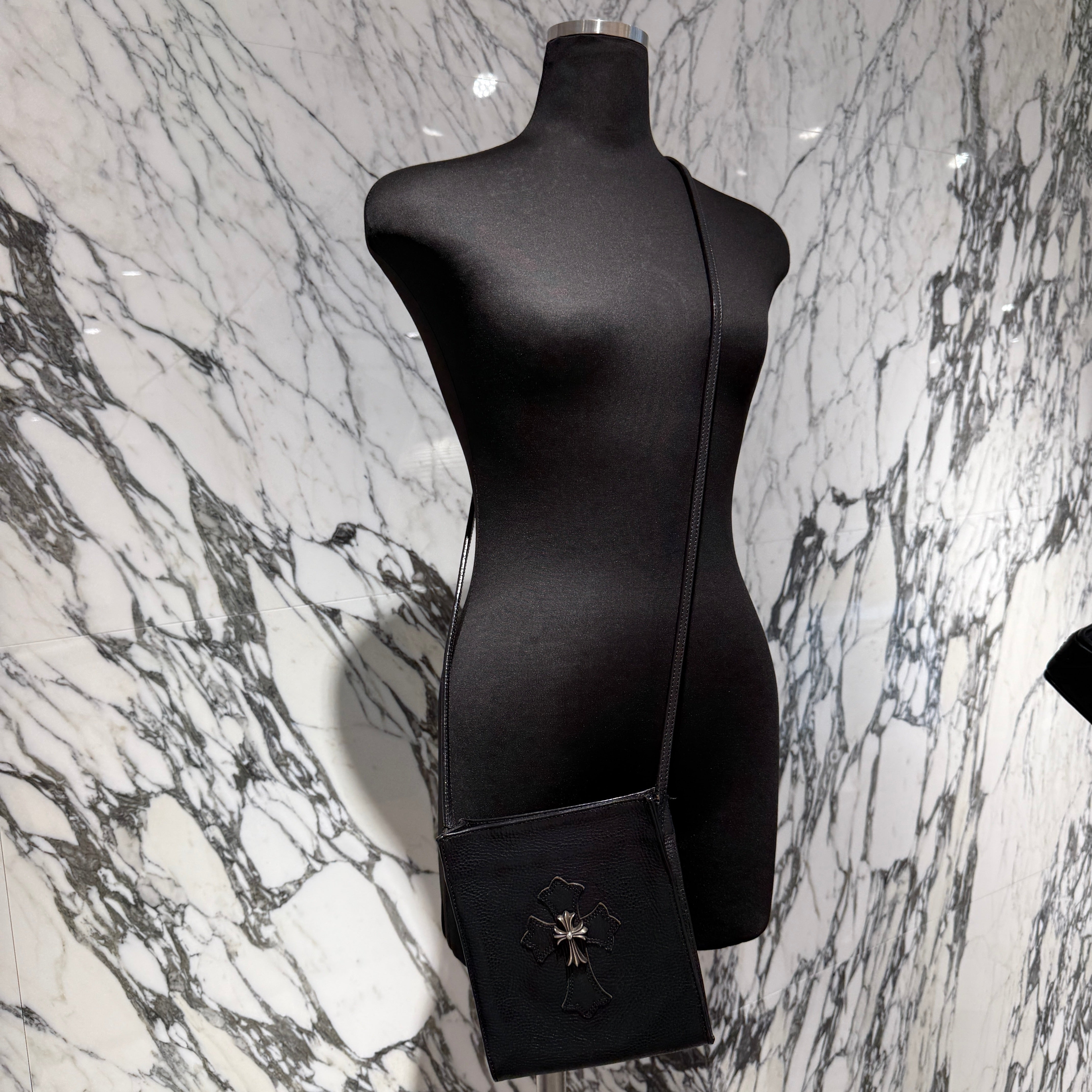 CHROME HEARTS CH Silver Cross Square Pocket Leather Shoulder Bag クロムハーツ CH シルバークロス スクエアポケット レザーショルダーバッグ