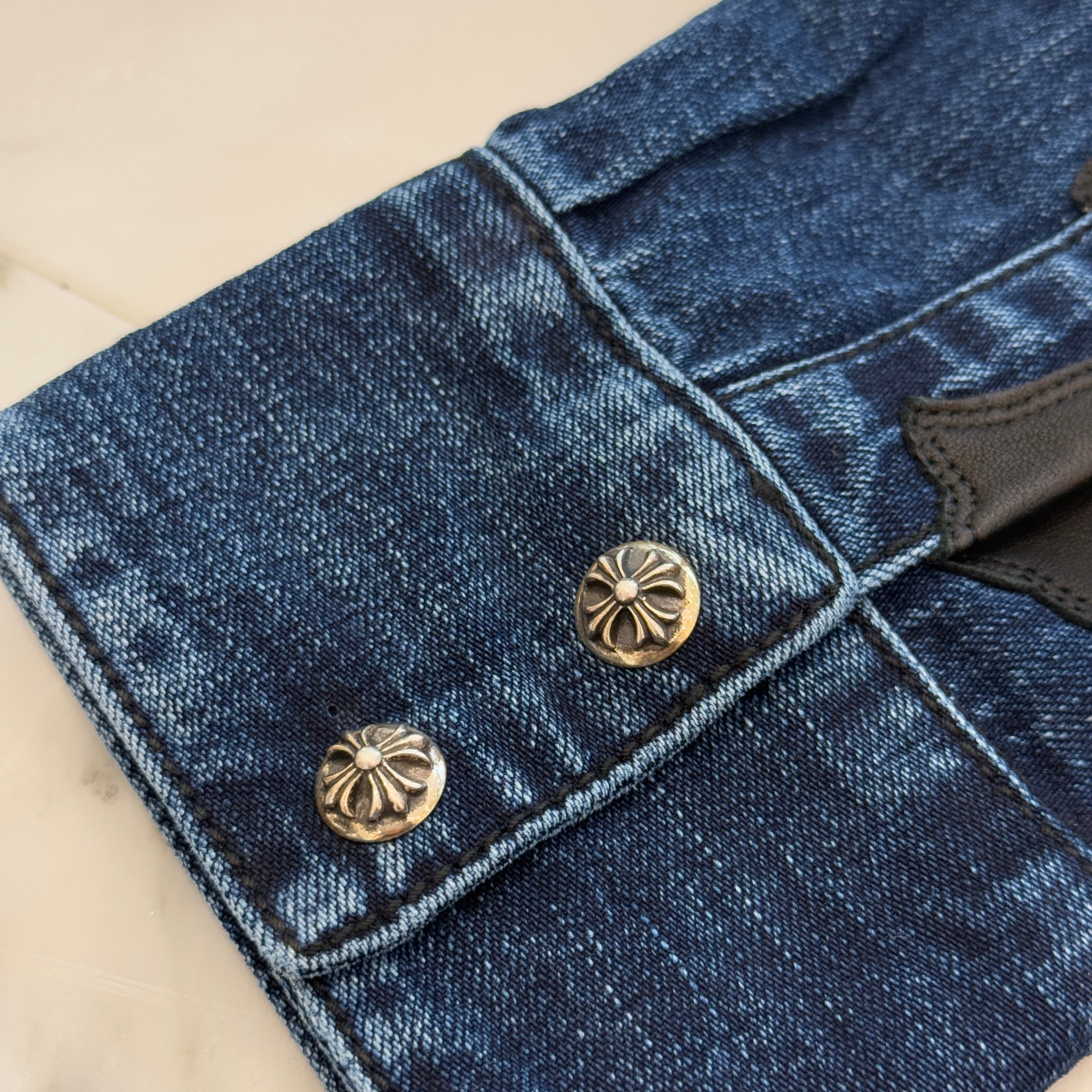 CHROME HEARTS YNOT Leather Cross Patch Denim Shirts Size S クロムハーツ ワイノット レザー クロスパッチ デニムシャツ サイズ S